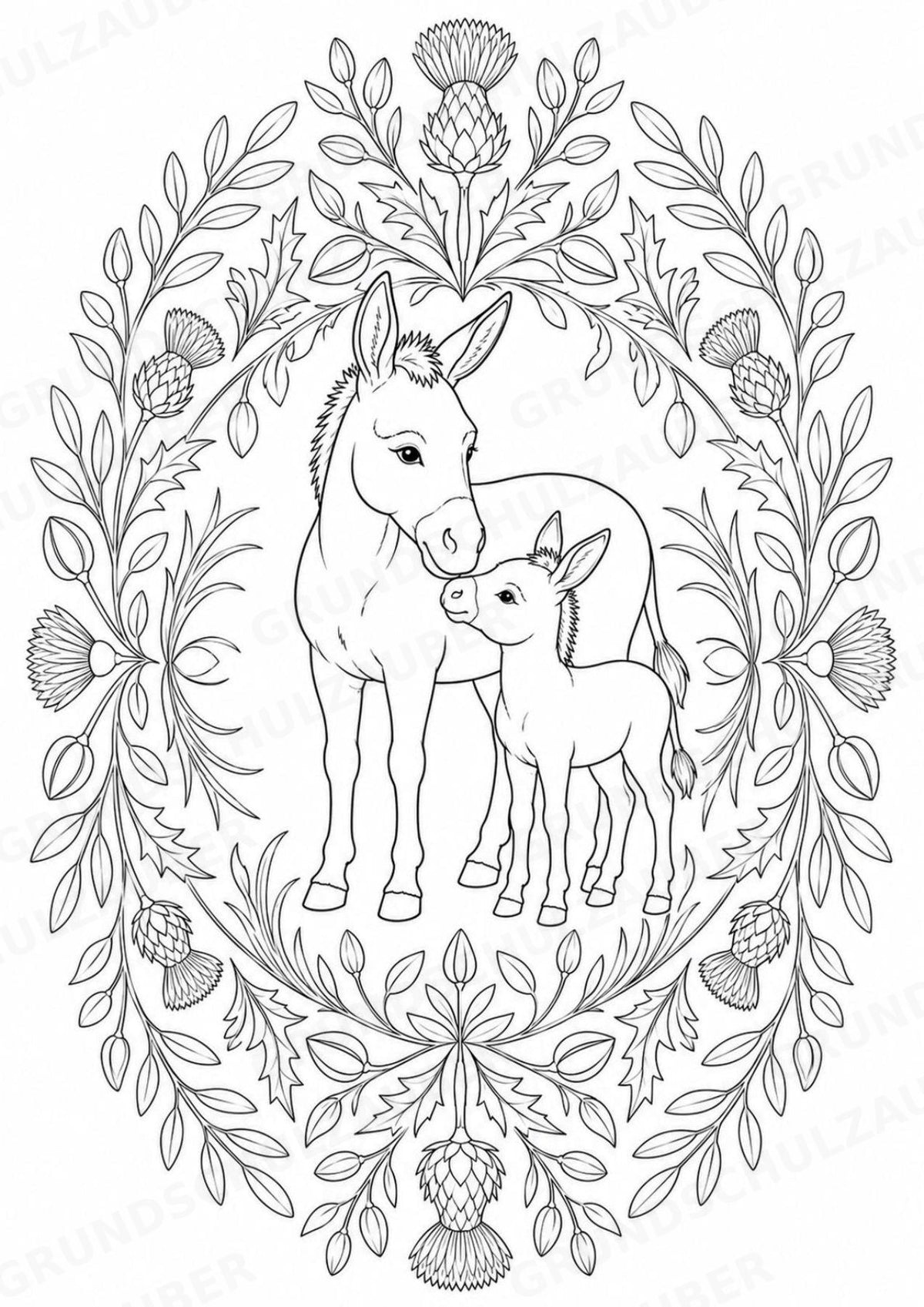 Esel Mandalas Ausmalbilder – Tiere – 15 Malvorlagen – Materialseite 8