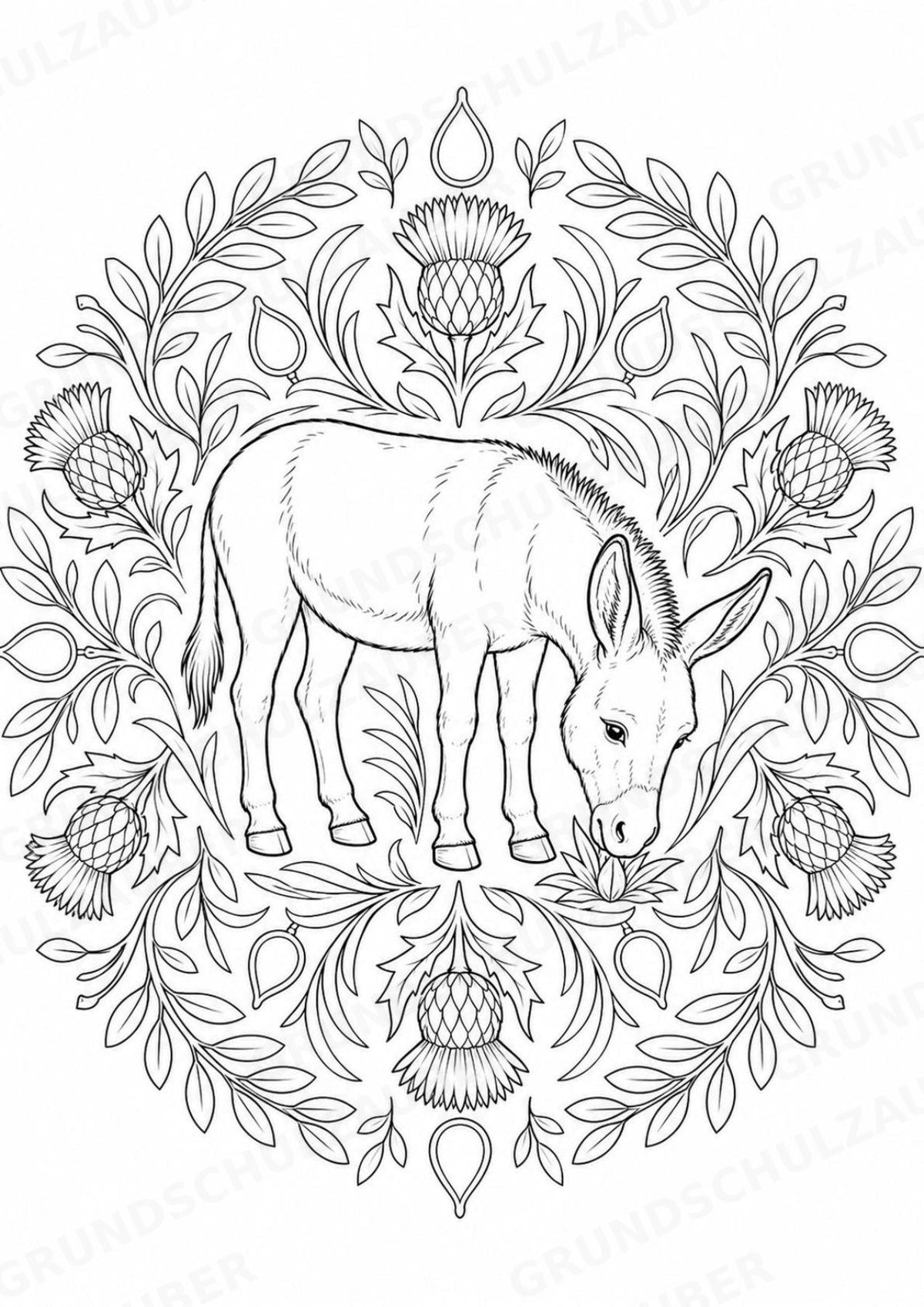 Esel Mandalas Ausmalbilder – Tiere – 15 Malvorlagen – Materialseite 9
