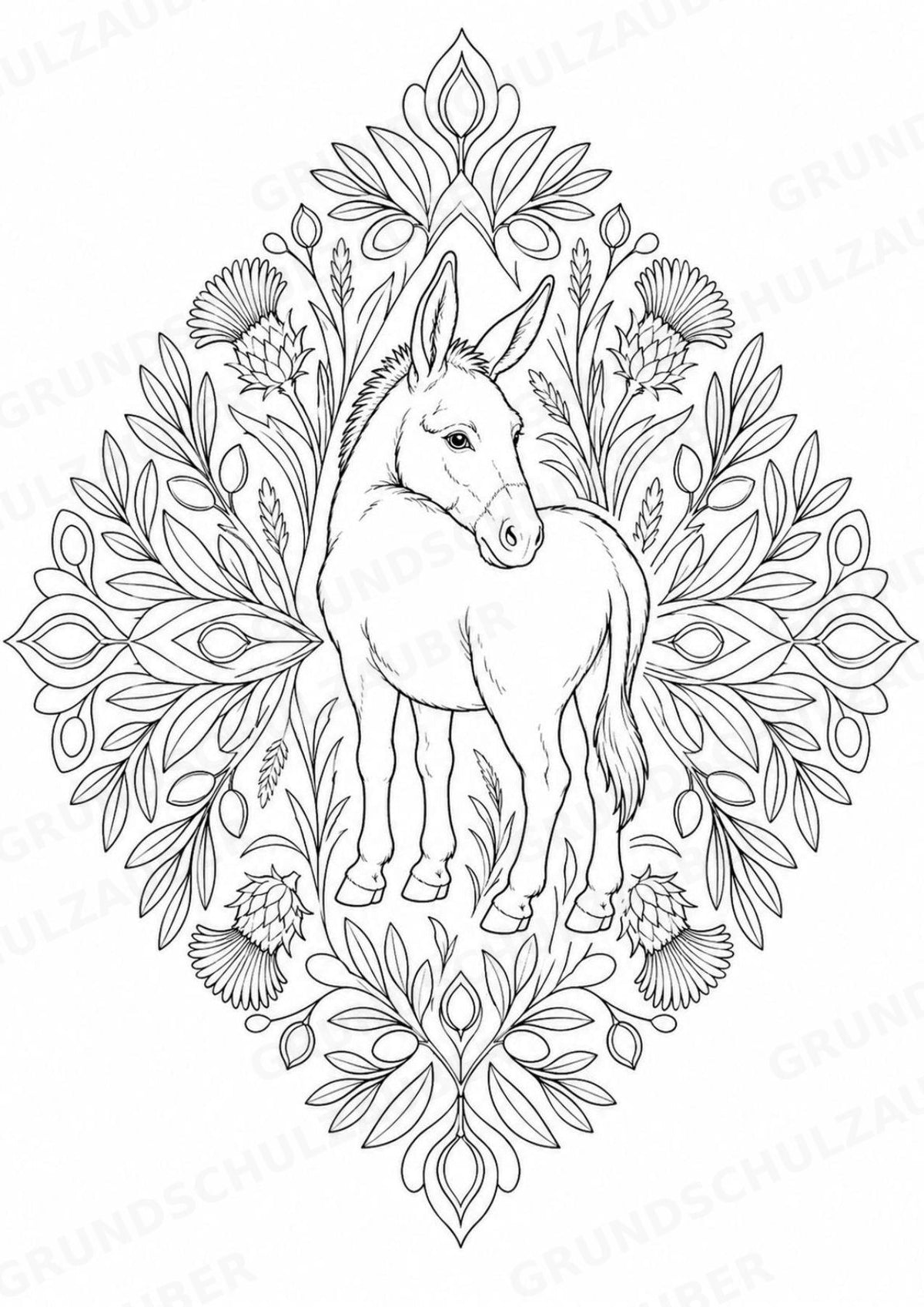 Esel Mandalas Ausmalbilder – Tiere – 15 Malvorlagen – Materialseite 11