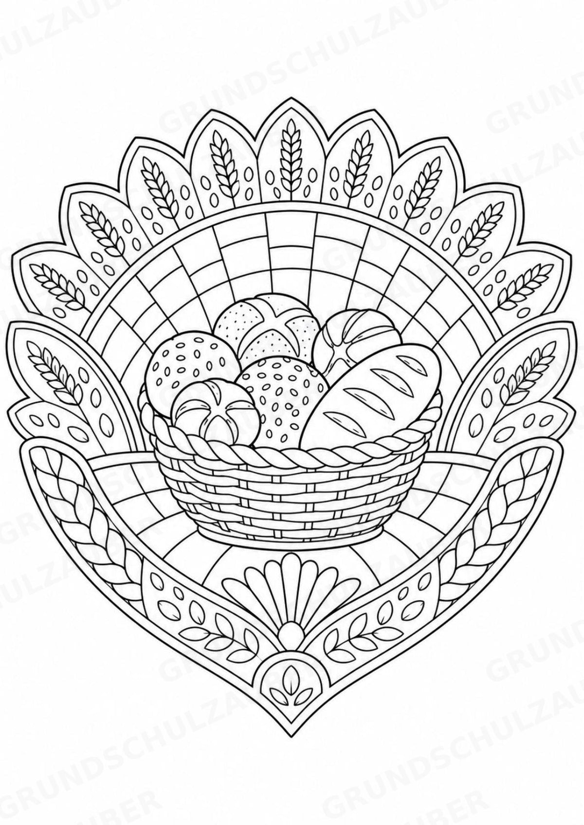 Essen & Trinken Mandalas Ausmalbilder – Essen und Ernährung – 15 Malvorlagen – Materialseite 8