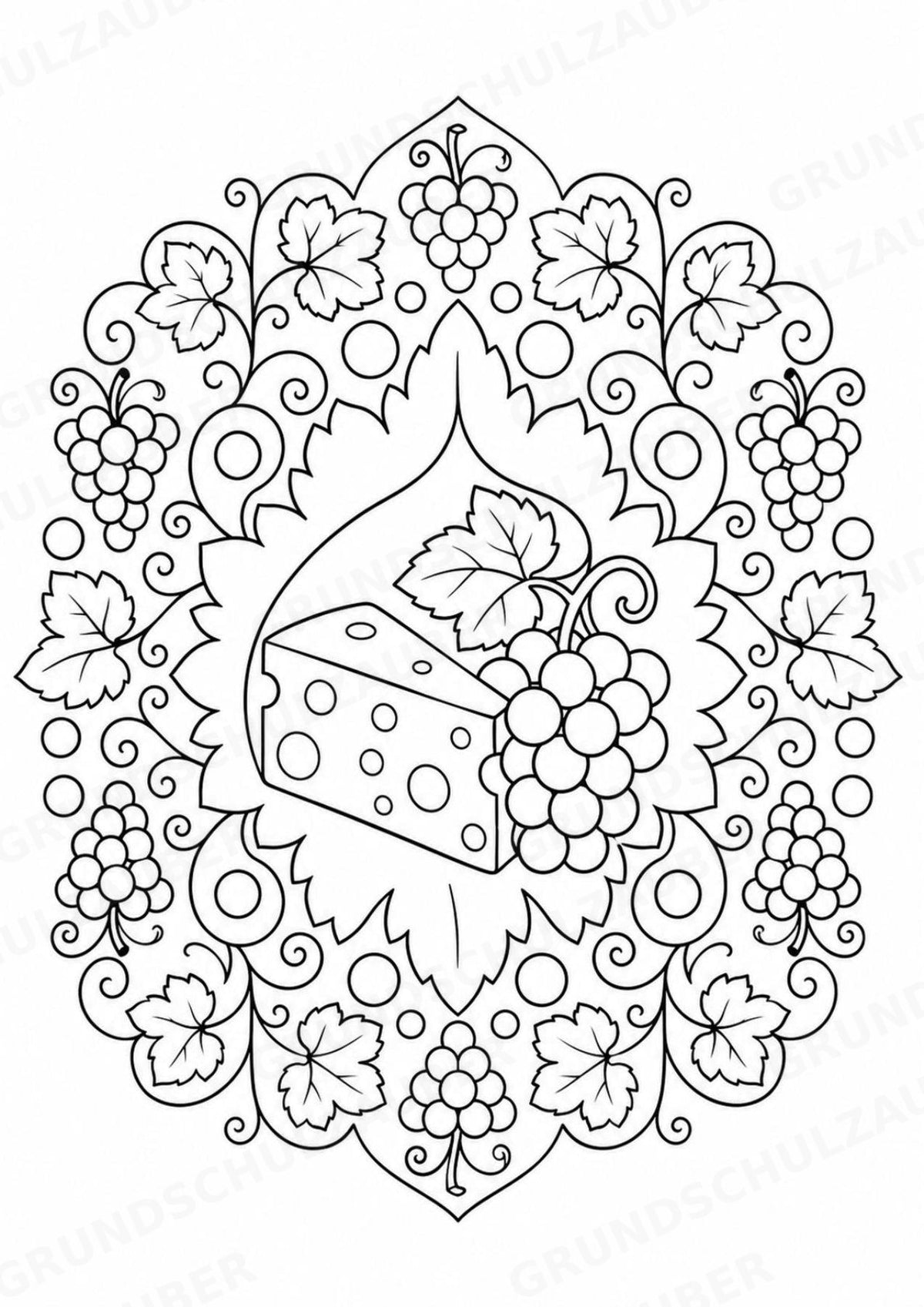 Essen & Trinken Mandalas Ausmalbilder – Essen und Ernährung – 15 Malvorlagen – Materialseite 10