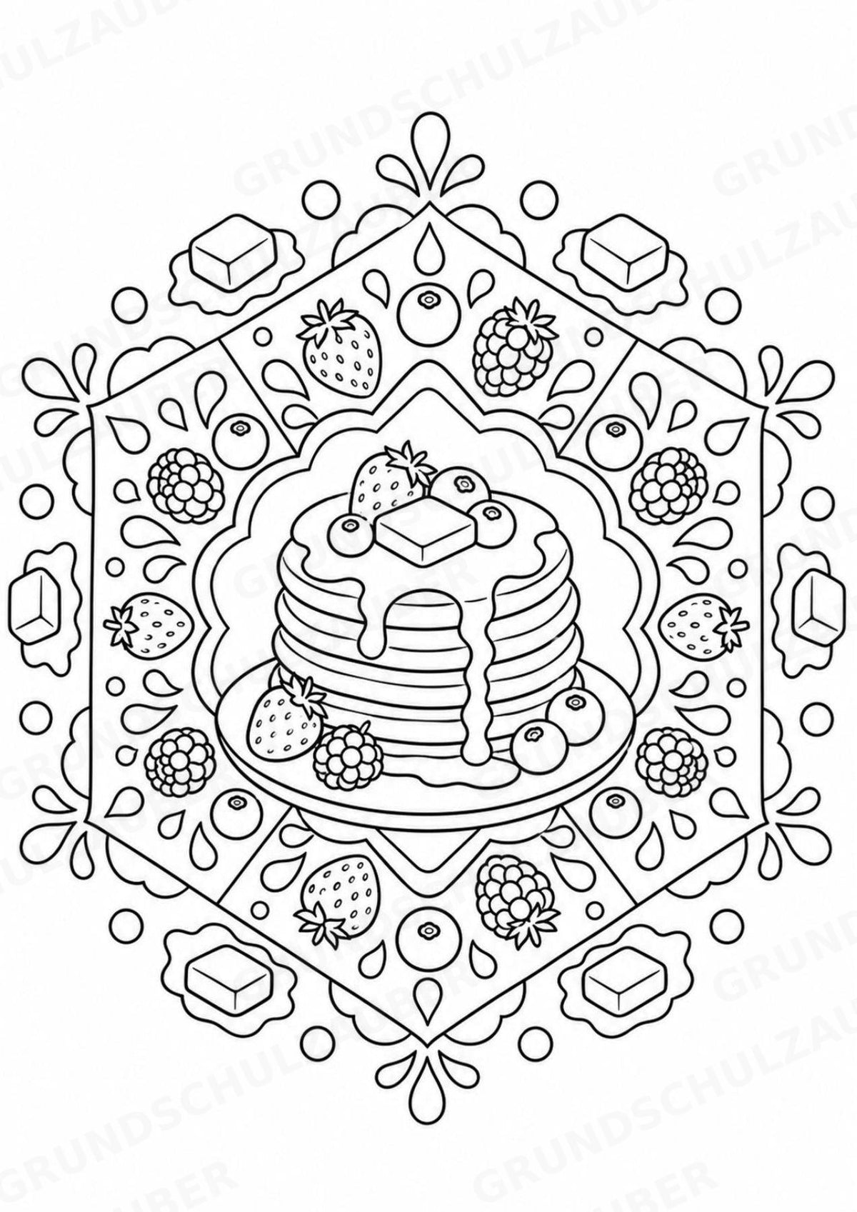 Essen & Trinken Mandalas Ausmalbilder – Essen und Ernährung – 15 Malvorlagen – Materialseite 13