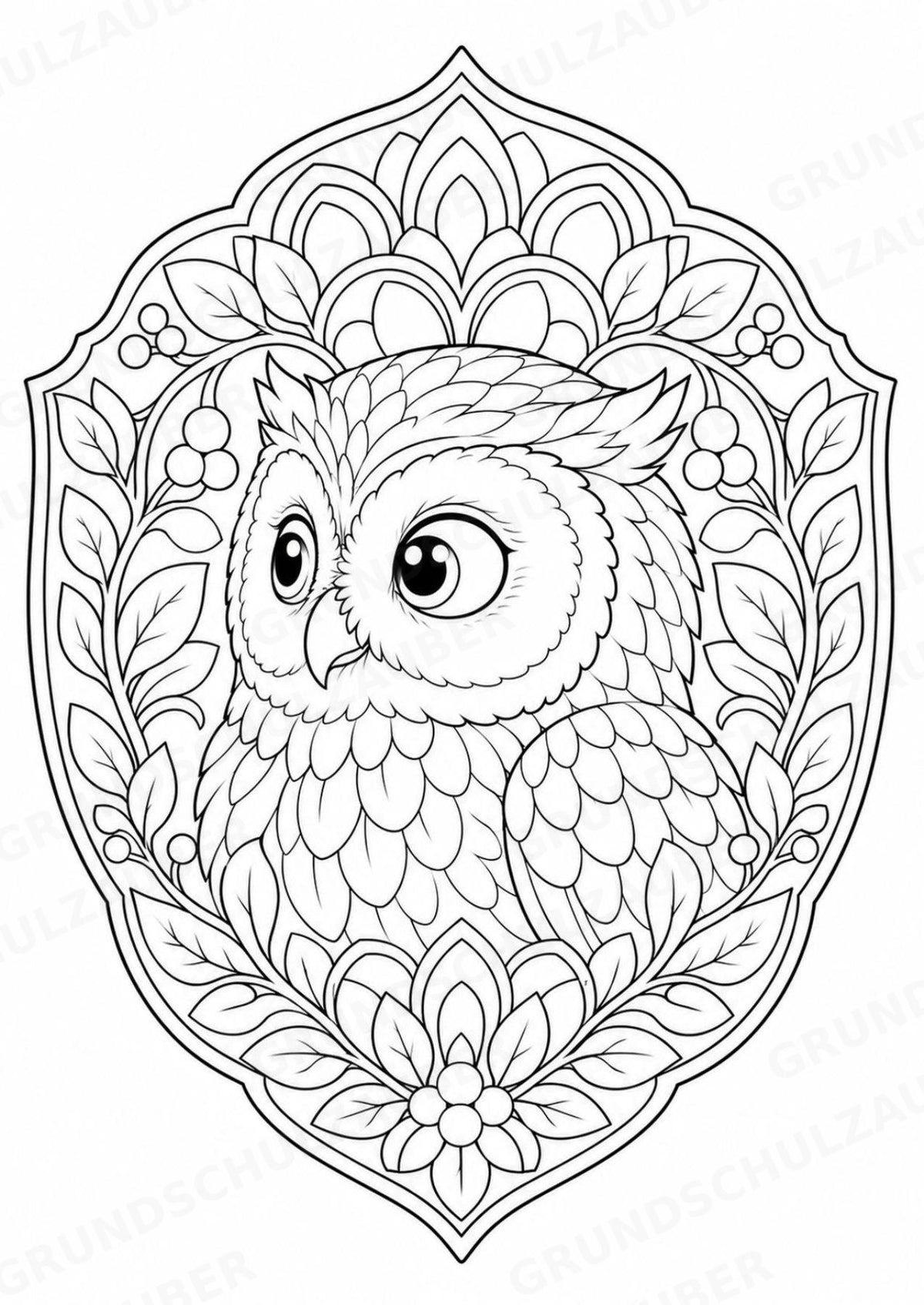 Eule Mandalas Ausmalbilder – Tiere – 15 Malvorlagen – Materialseite 7