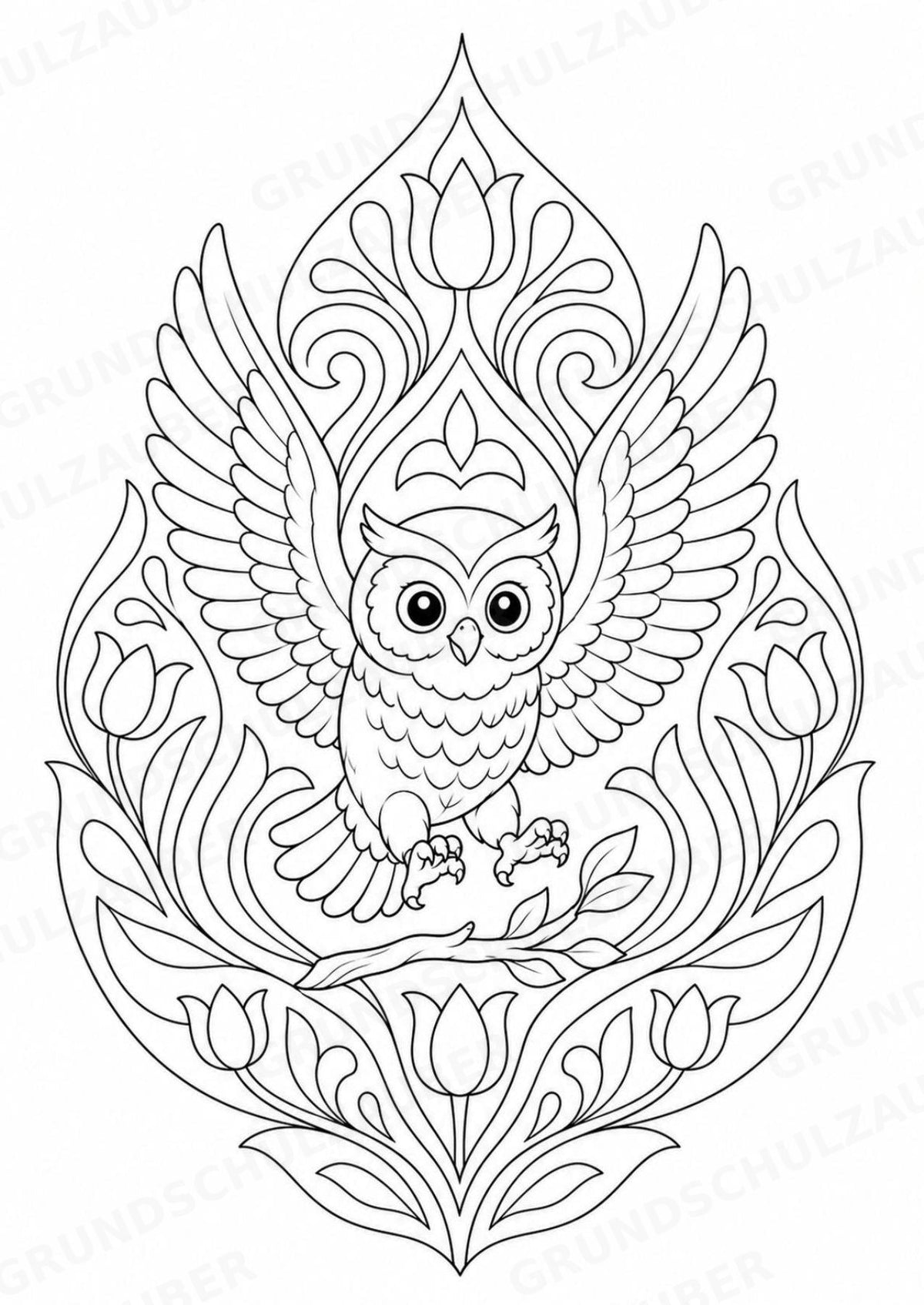 Eule Mandalas Ausmalbilder – Tiere – 15 Malvorlagen – Materialseite 10