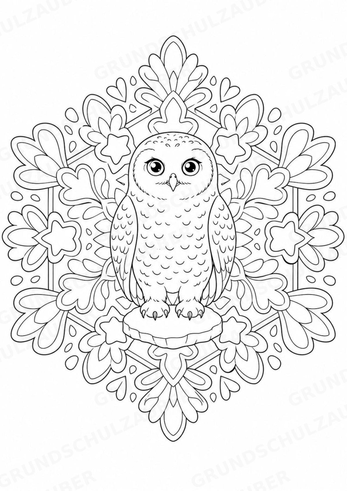 Eule Mandalas Ausmalbilder – Tiere – 15 Malvorlagen – Materialseite 12