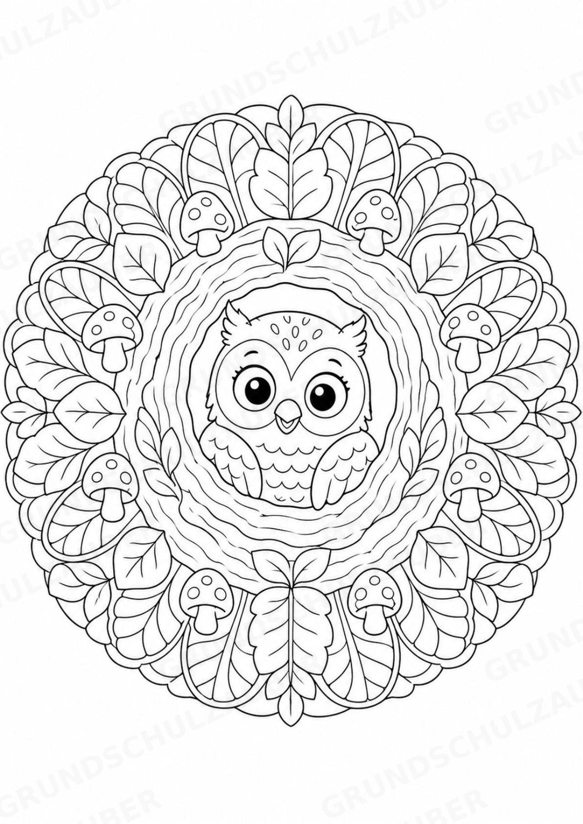Eule Mandalas Ausmalbilder – Tiere – 15 Malvorlagen – Materialseite 13