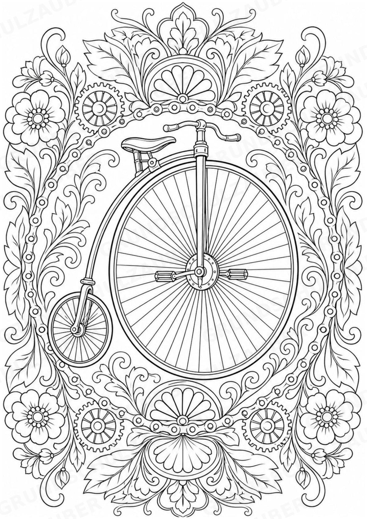 Fahrräder Mandalas Ausmalbilder – Fahrzeuge – 15 Malvorlagen – Materialseite 11