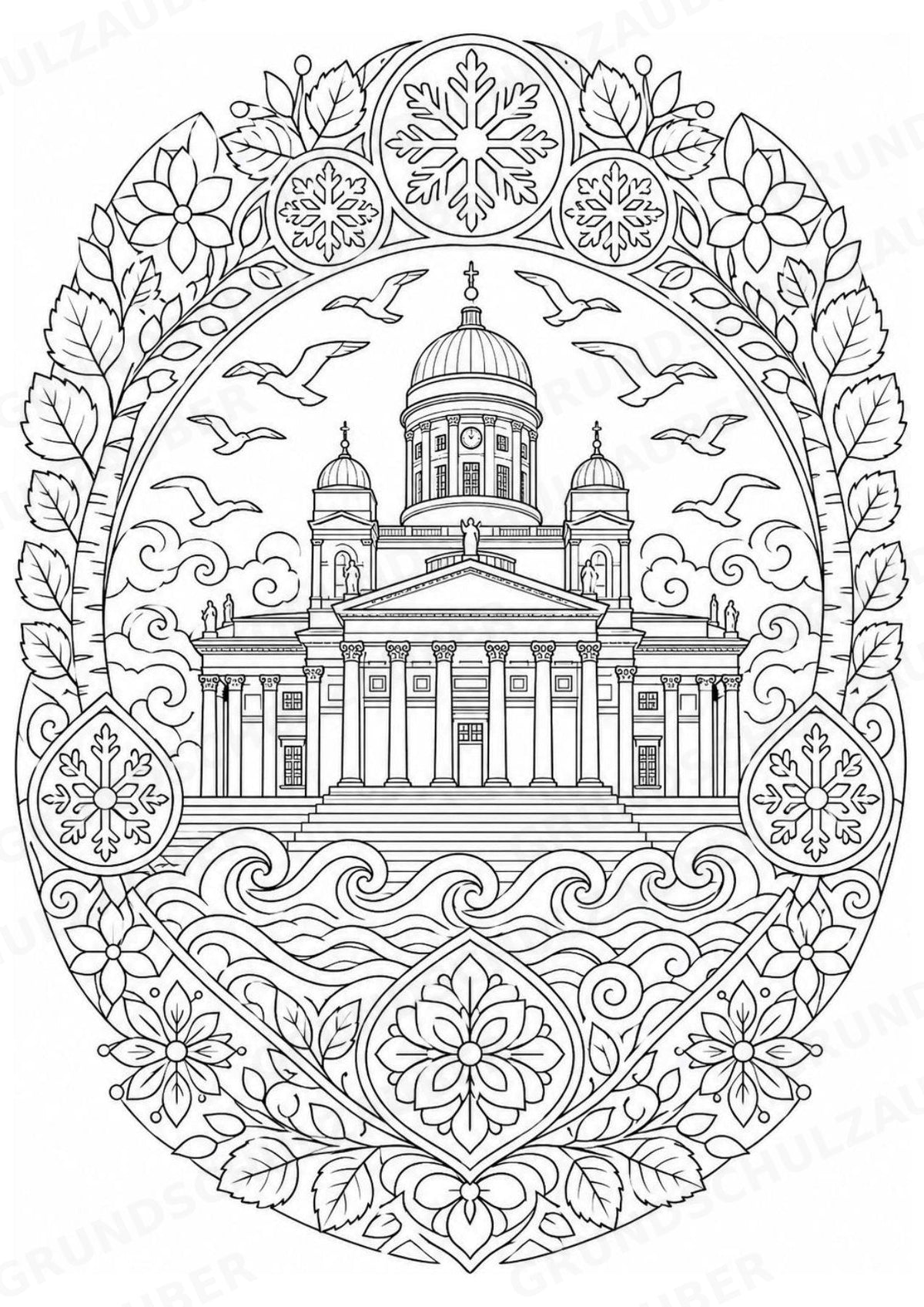 Finnland Mandalas Ausmalbilder – Länder und Kulturen – 15 Malvorlagen – Materialseite 3