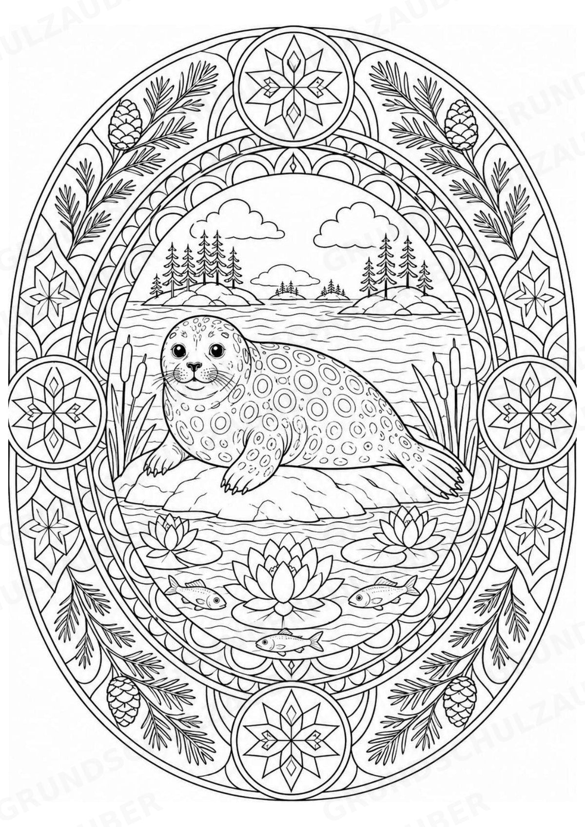 Finnland Mandalas Ausmalbilder – Länder und Kulturen – 15 Malvorlagen – Materialseite 6
