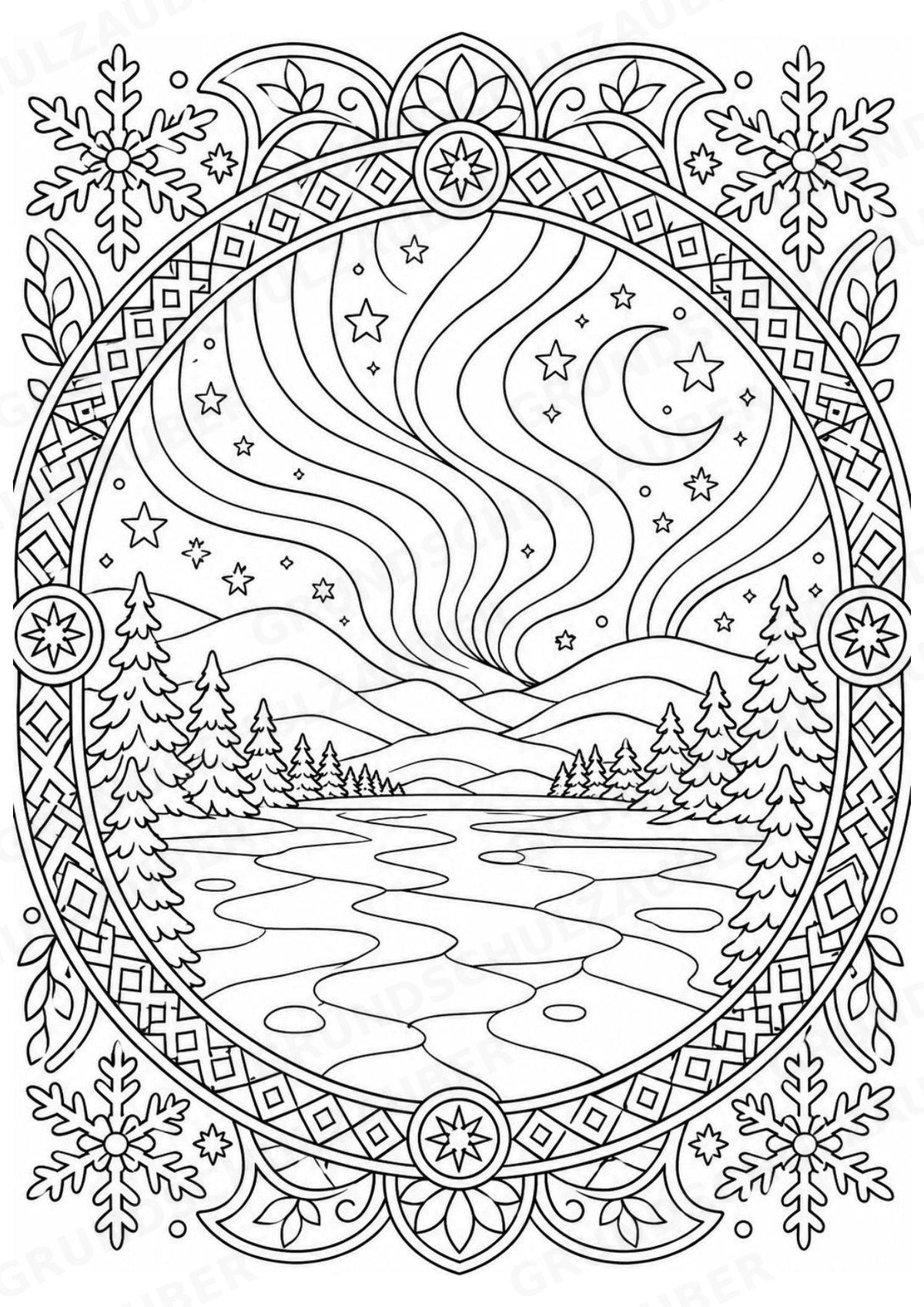 Finnland Mandalas Ausmalbilder – Länder und Kulturen – 15 Malvorlagen – Materialseite 7