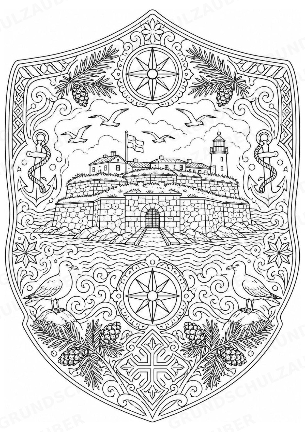 Finnland Mandalas Ausmalbilder – Länder und Kulturen – 15 Malvorlagen – Materialseite 10