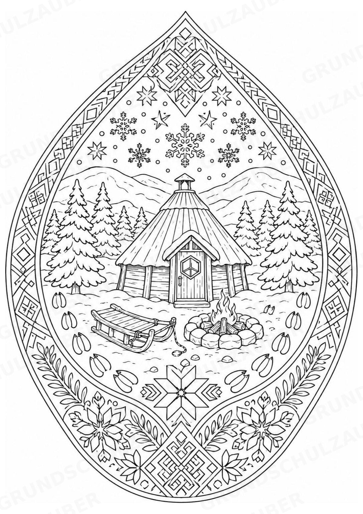 Finnland Mandalas Ausmalbilder – Länder und Kulturen – 15 Malvorlagen – Materialseite 13