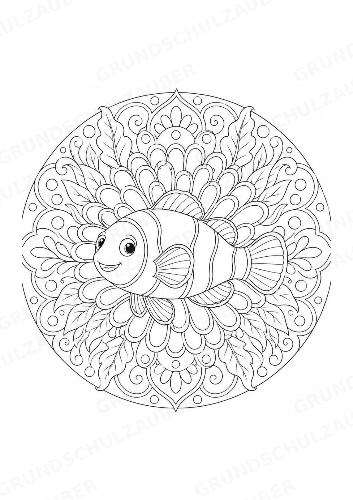 Fische Mandalas Ausmalbilder – Tiere – 15 Malvorlagen – Materialseite 2
