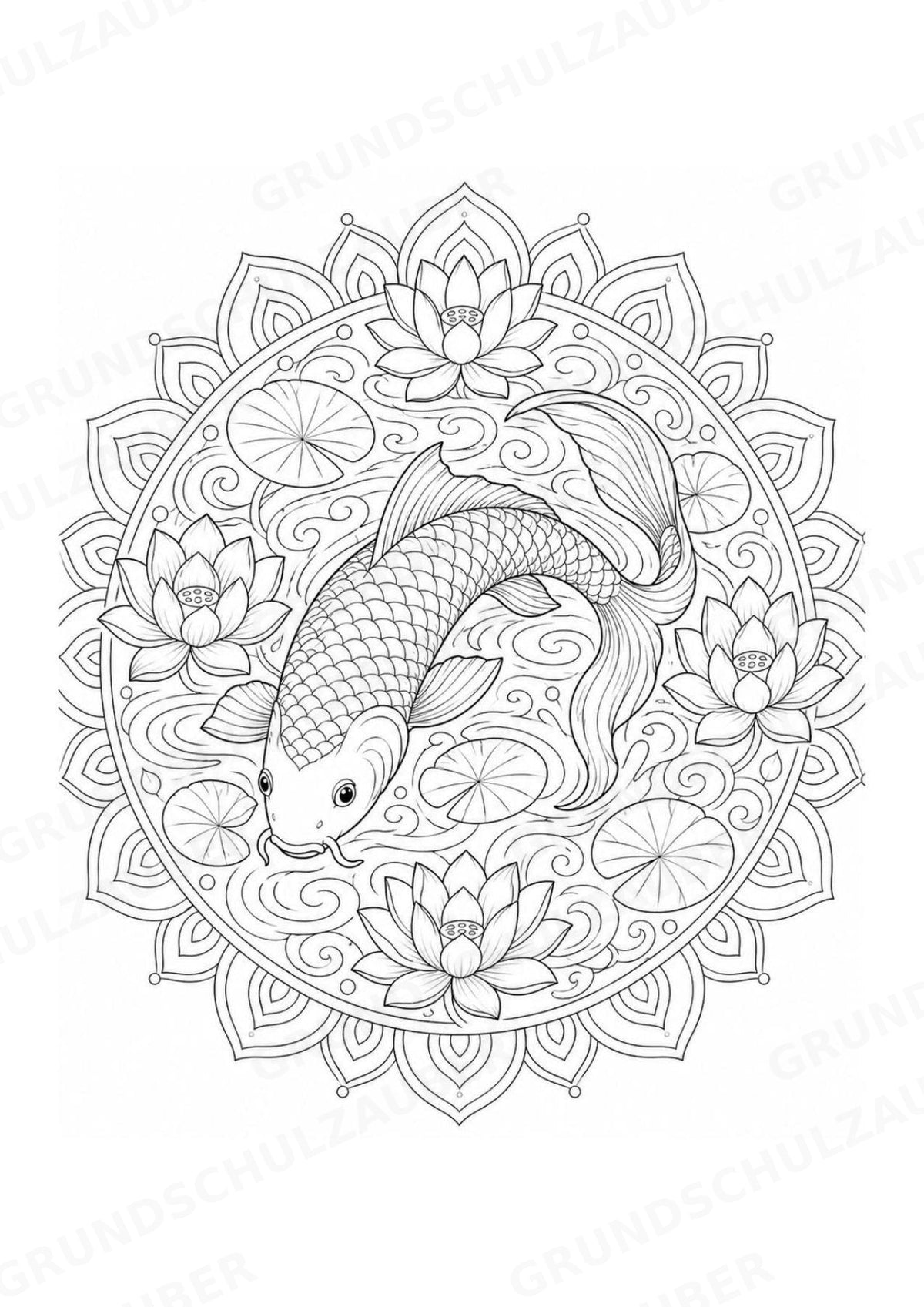 Fische Mandalas Ausmalbilder – Tiere – 15 Malvorlagen – Materialseite 6