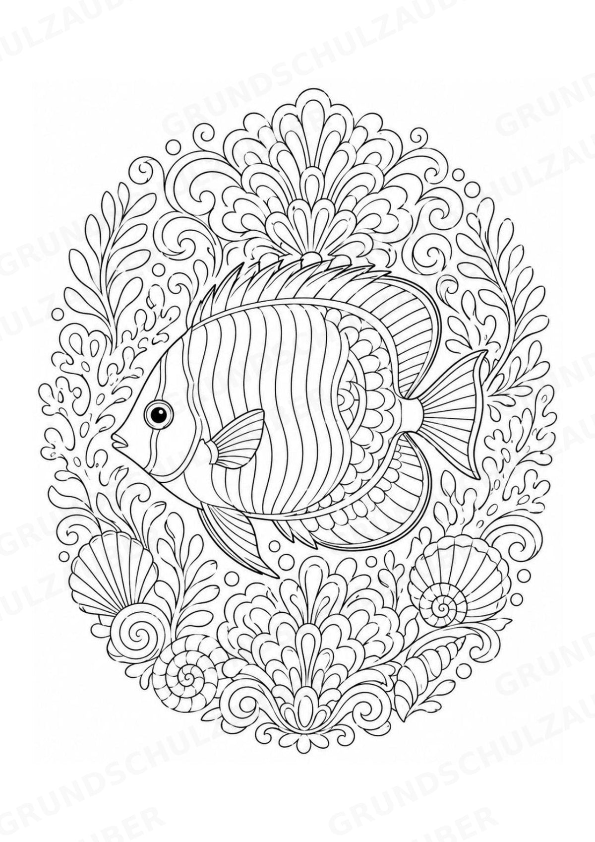 Fische Mandalas Ausmalbilder – Tiere – 15 Malvorlagen – Materialseite 11