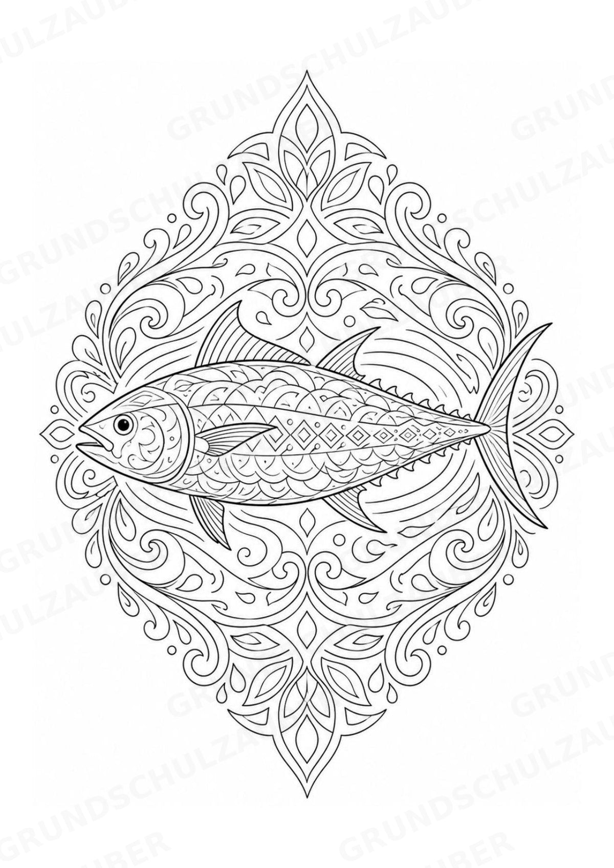 Fische Mandalas Ausmalbilder – Tiere – 15 Malvorlagen – Materialseite 12