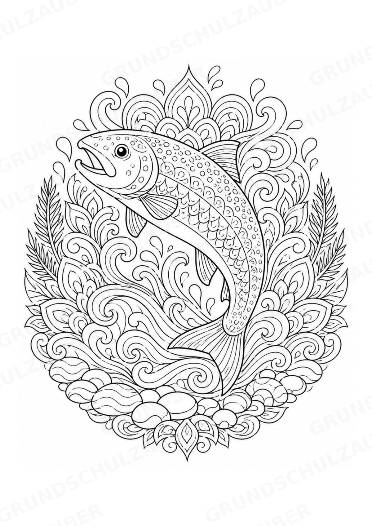 Fische Mandalas Ausmalbilder – Tiere – 15 Malvorlagen – Materialseite 16