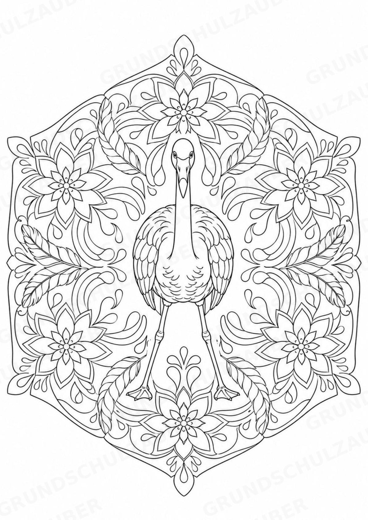Flamingo Mandalas Ausmalbilder – Tiere – 15 Malvorlagen – Materialseite 12