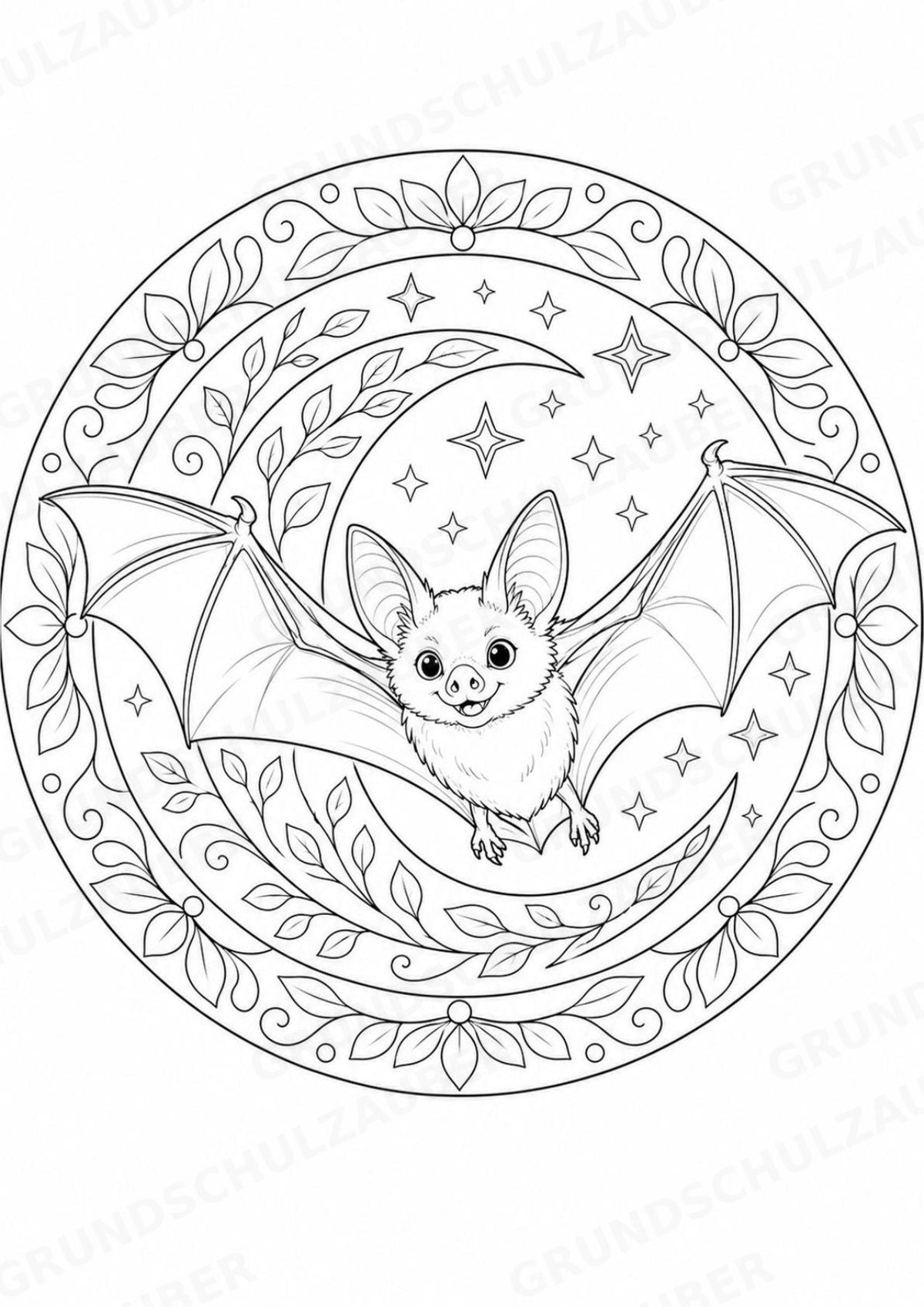 Fledermaus Mandalas Ausmalbilder – Tiere – 15 Malvorlagen – Materialseite 3