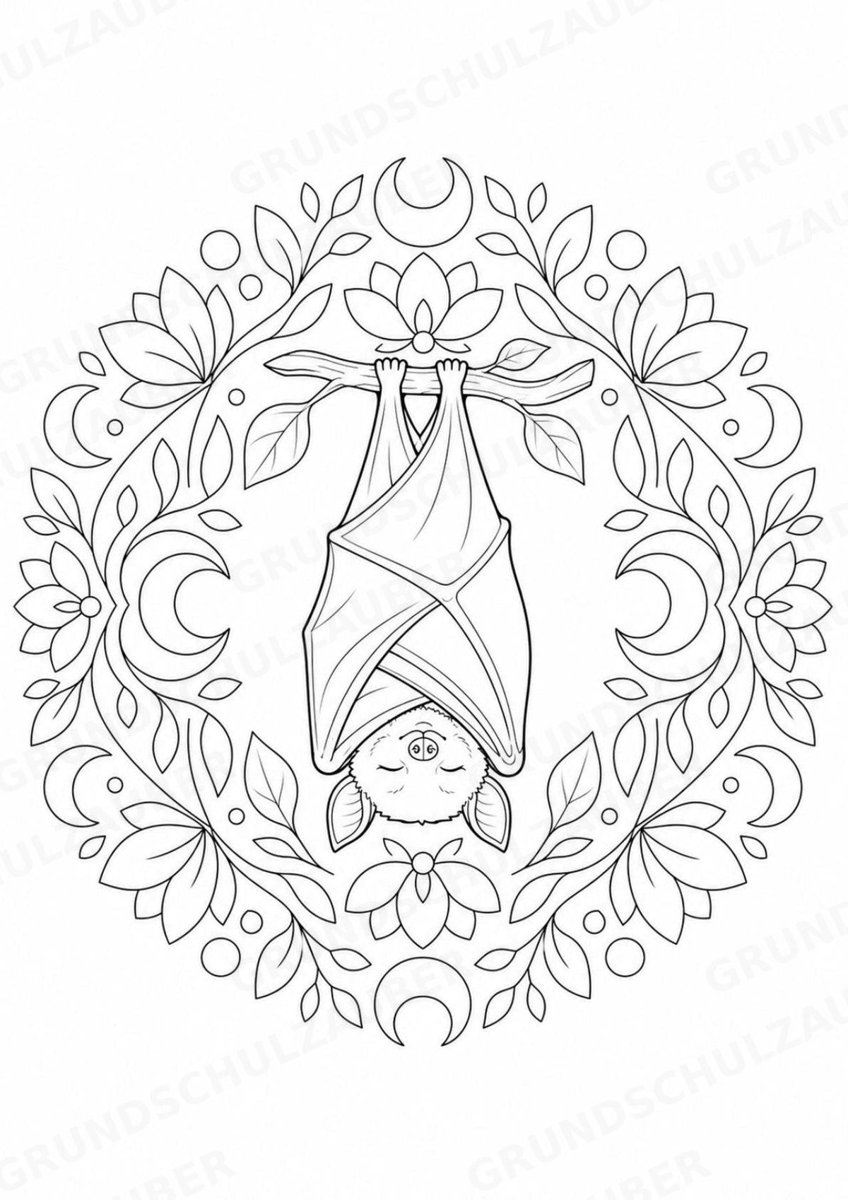 Fledermaus Mandalas Ausmalbilder – Tiere – 15 Malvorlagen – Materialseite 5