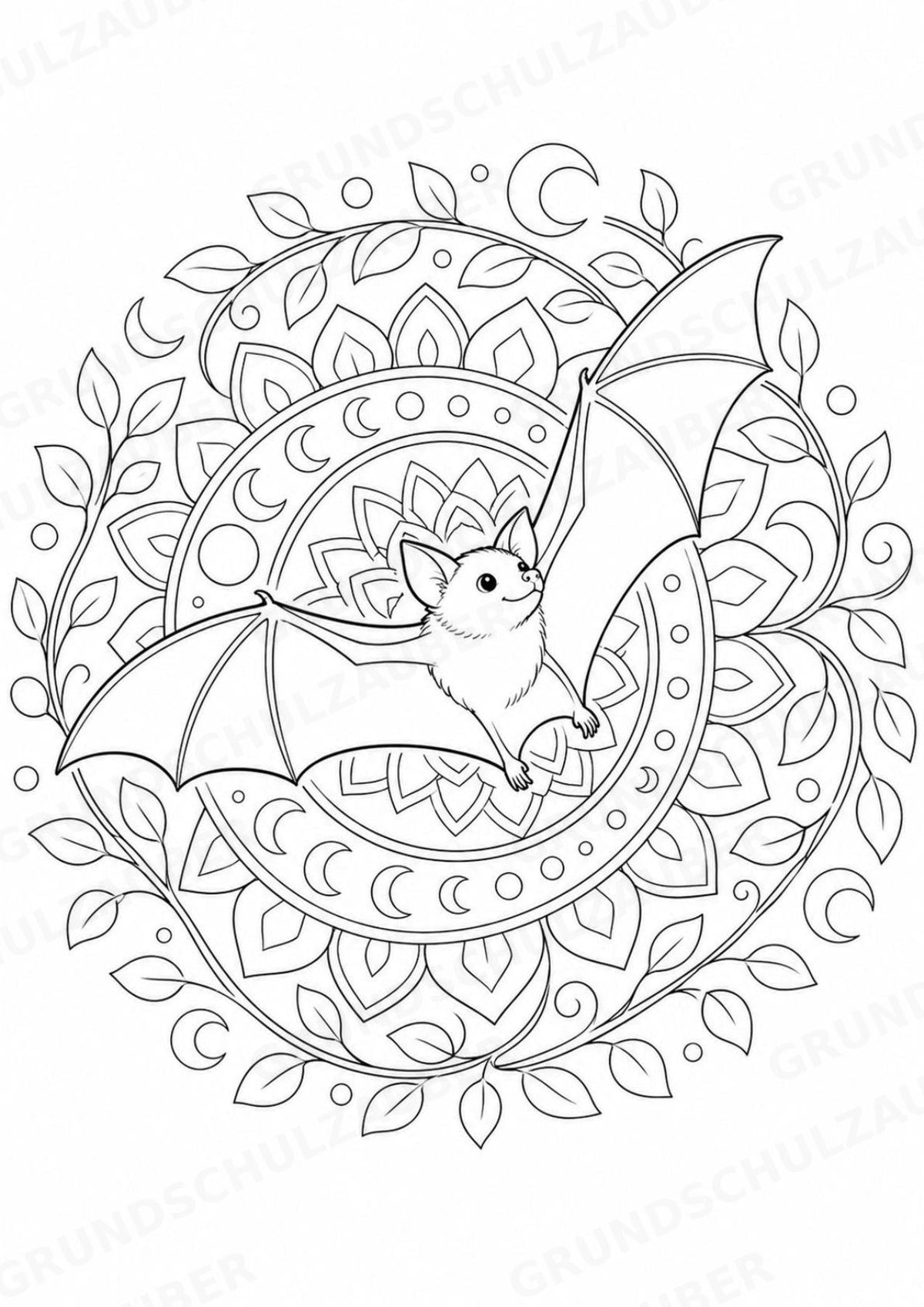 Fledermaus Mandalas Ausmalbilder – Tiere – 15 Malvorlagen – Materialseite 14