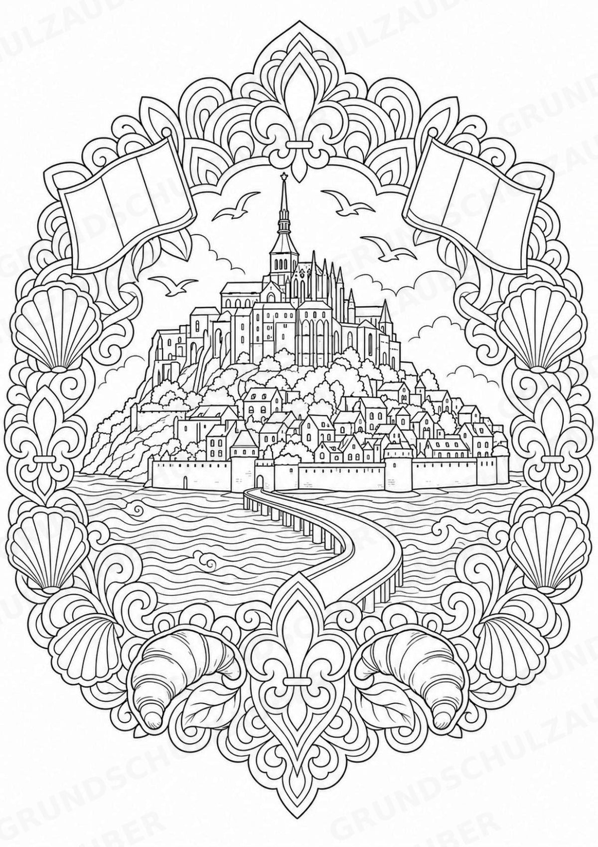 Frankreich Mandalas Ausmalbilder – Länder und Kulturen – 15 Malvorlagen – Materialseite 5