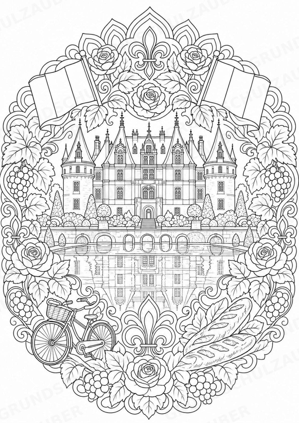 Frankreich Mandalas Ausmalbilder – Länder und Kulturen – 15 Malvorlagen – Materialseite 6