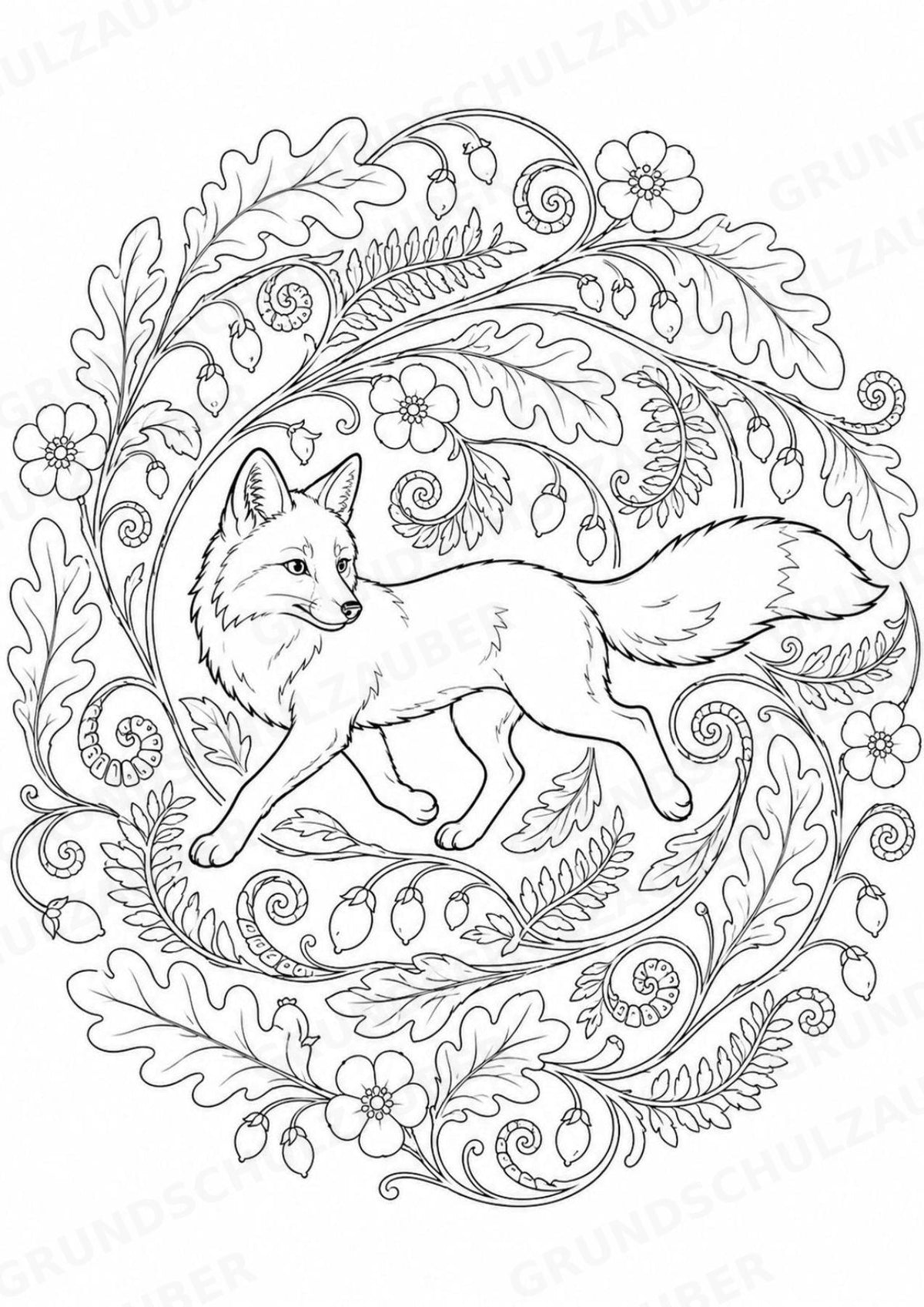 Fuchs Mandalas Ausmalbilder – Tiere – 15 Malvorlagen – Materialseite 6
