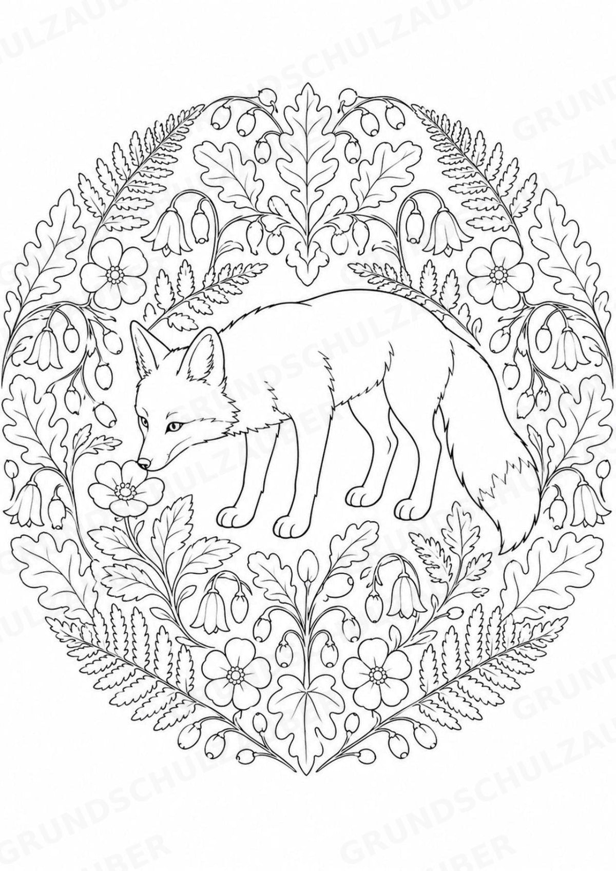 Fuchs Mandalas Ausmalbilder – Tiere – 15 Malvorlagen – Materialseite 11