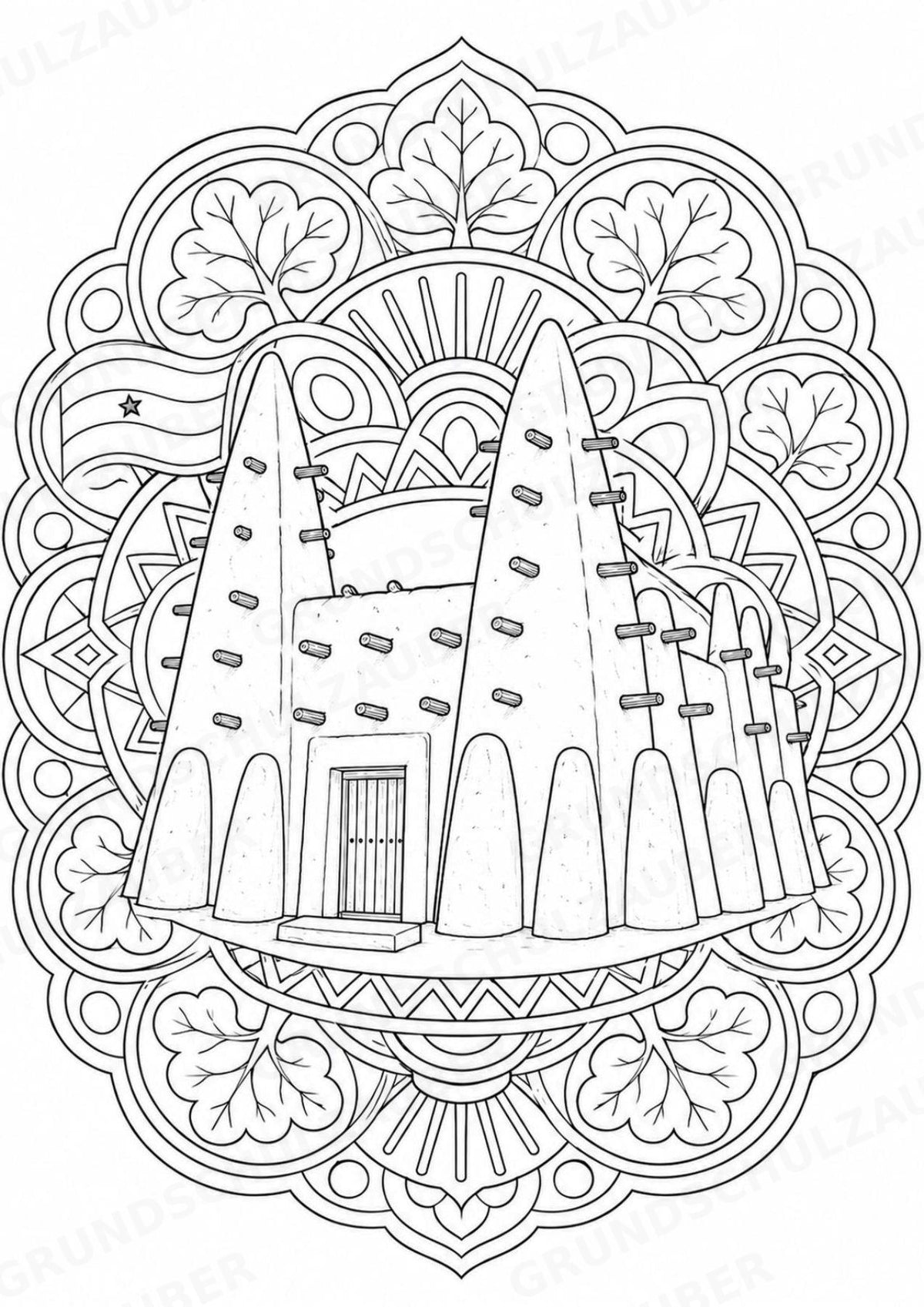 Ghana Mandalas Ausmalbilder – Länder und Kulturen – 15 Malvorlagen – Materialseite 5