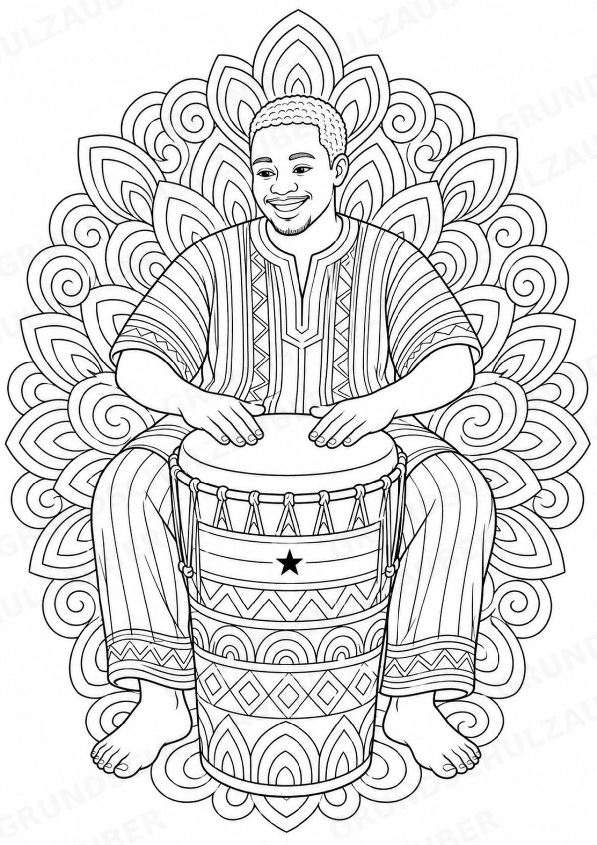 Ghana Mandalas Ausmalbilder – Länder und Kulturen – 15 Malvorlagen – Materialseite 10