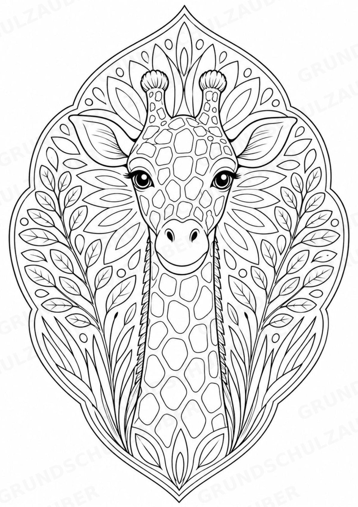 Giraffe Mandalas Ausmalbilder – Tiere – 15 Malvorlagen – Materialseite 3