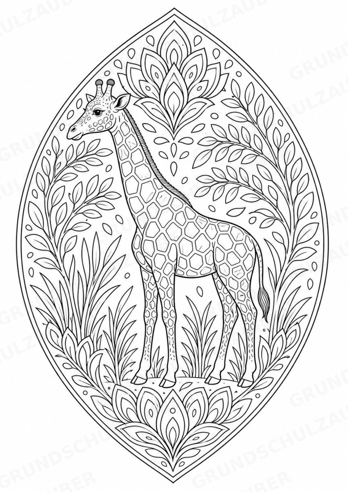 Giraffe Mandalas Ausmalbilder – Tiere – 15 Malvorlagen – Materialseite 4
