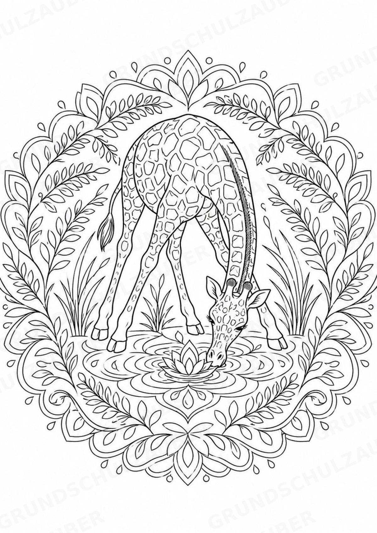 Giraffe Mandalas Ausmalbilder – Tiere – 15 Malvorlagen – Materialseite 6
