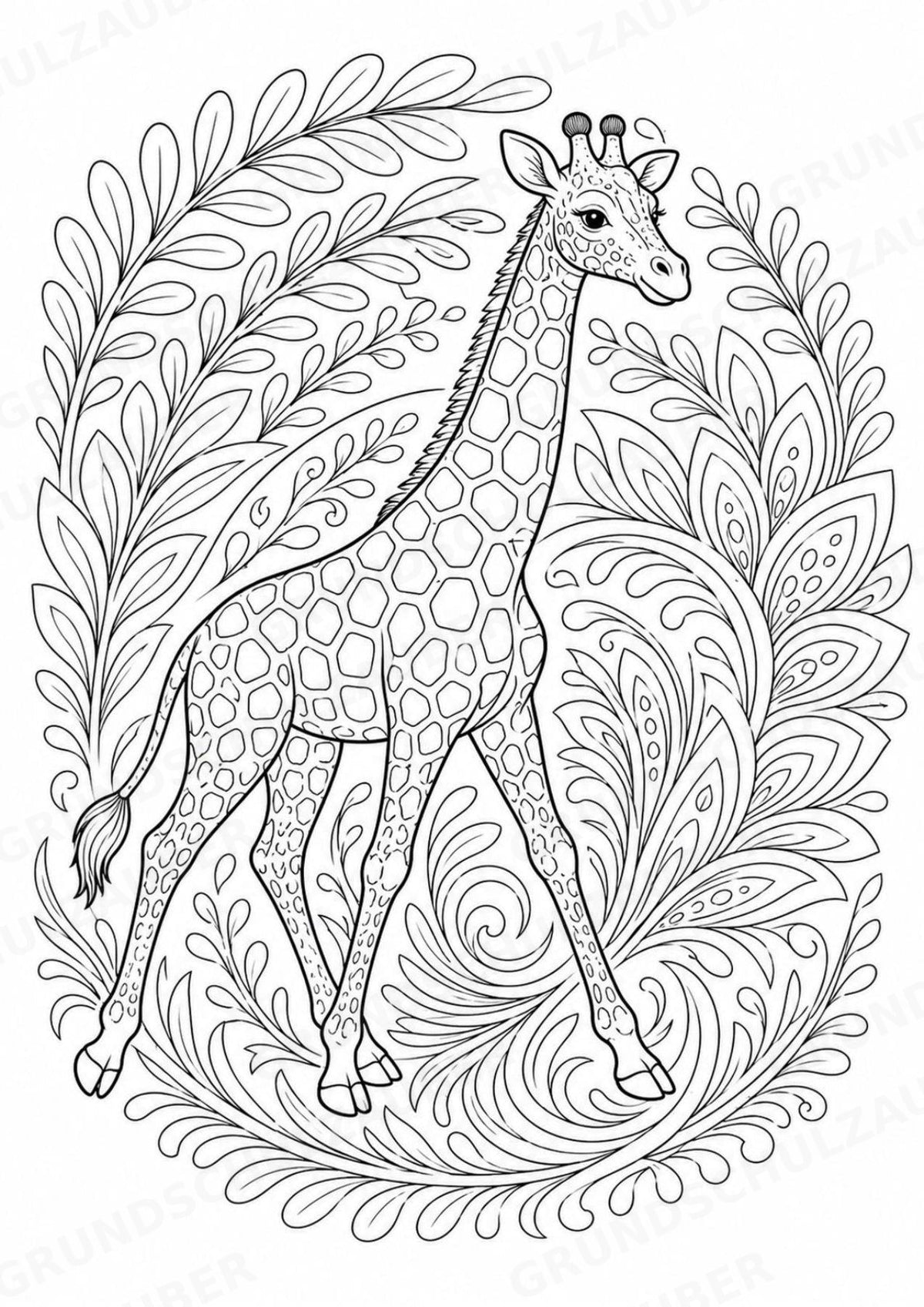 Giraffe Mandalas Ausmalbilder – Tiere – 15 Malvorlagen – Materialseite 7