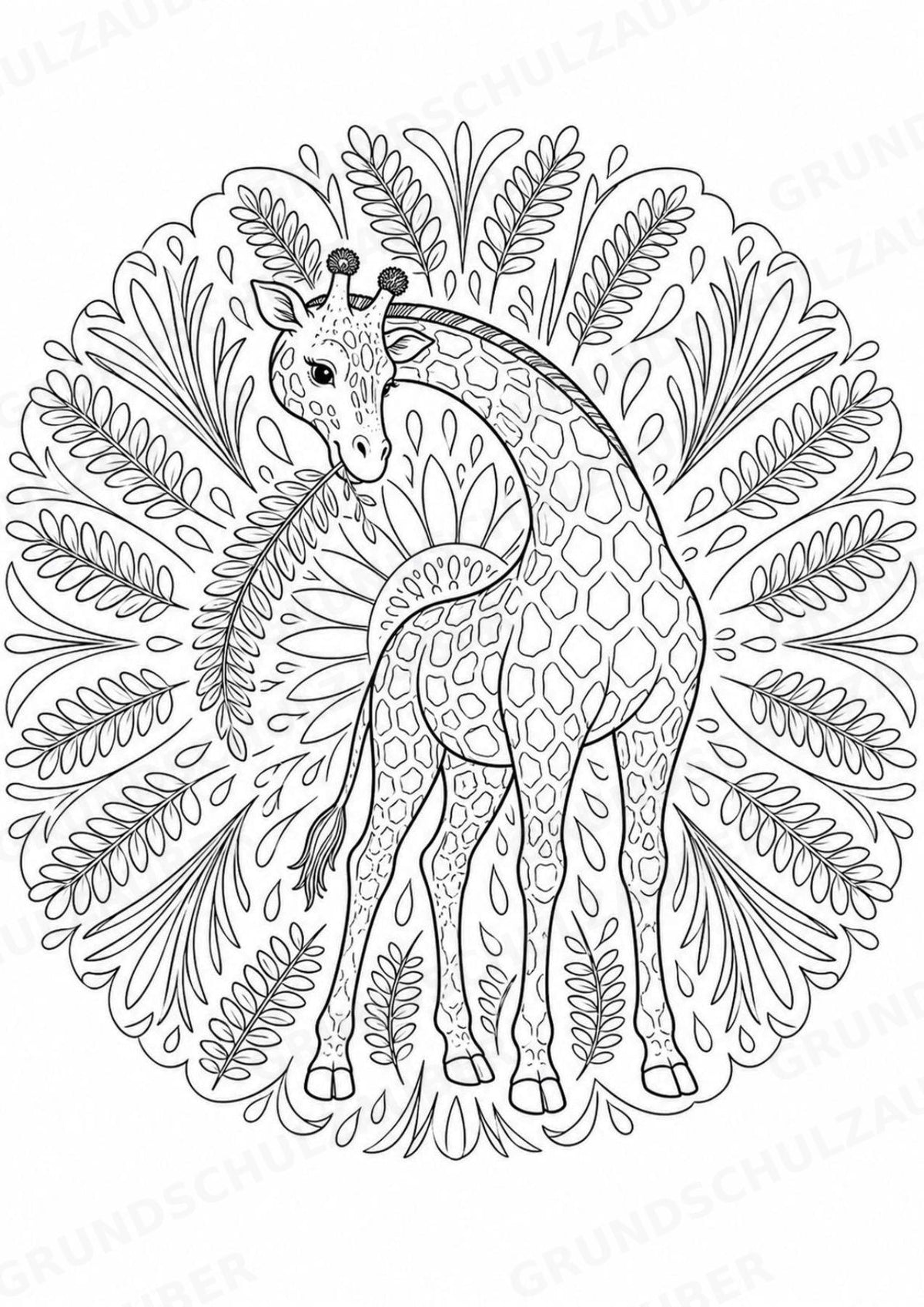 Giraffe Mandalas Ausmalbilder – Tiere – 15 Malvorlagen – Materialseite 11