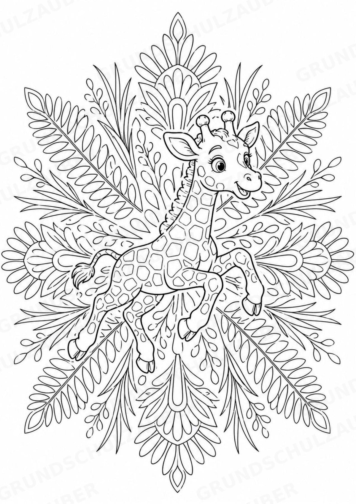 Giraffe Mandalas Ausmalbilder – Tiere – 15 Malvorlagen – Materialseite 14