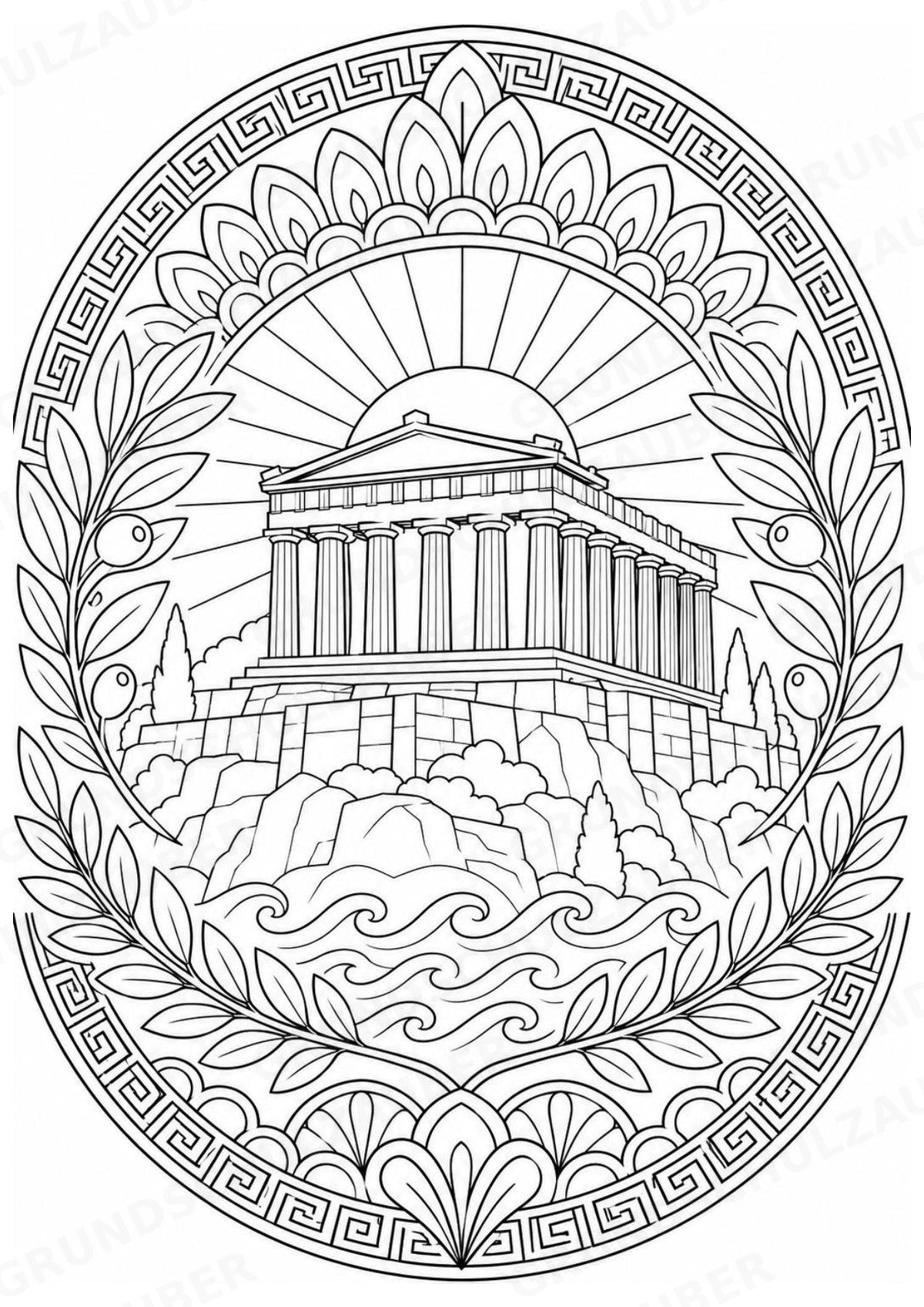 Griechenland Mandalas Ausmalbilder – Länder und Kulturen – 15 Malvorlagen – Materialseite 2