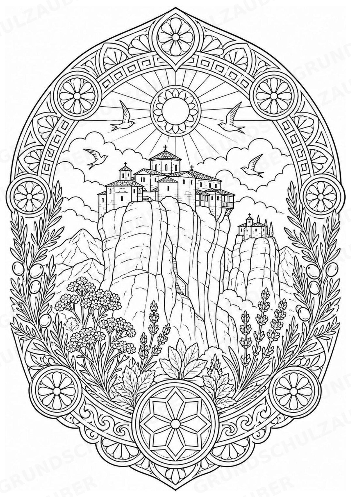 Griechenland Mandalas Ausmalbilder – Länder und Kulturen – 15 Malvorlagen – Materialseite 9