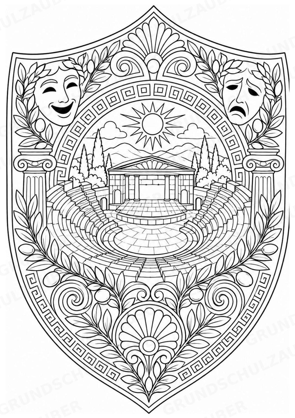 Griechenland Mandalas Ausmalbilder – Länder und Kulturen – 15 Malvorlagen – Materialseite 13