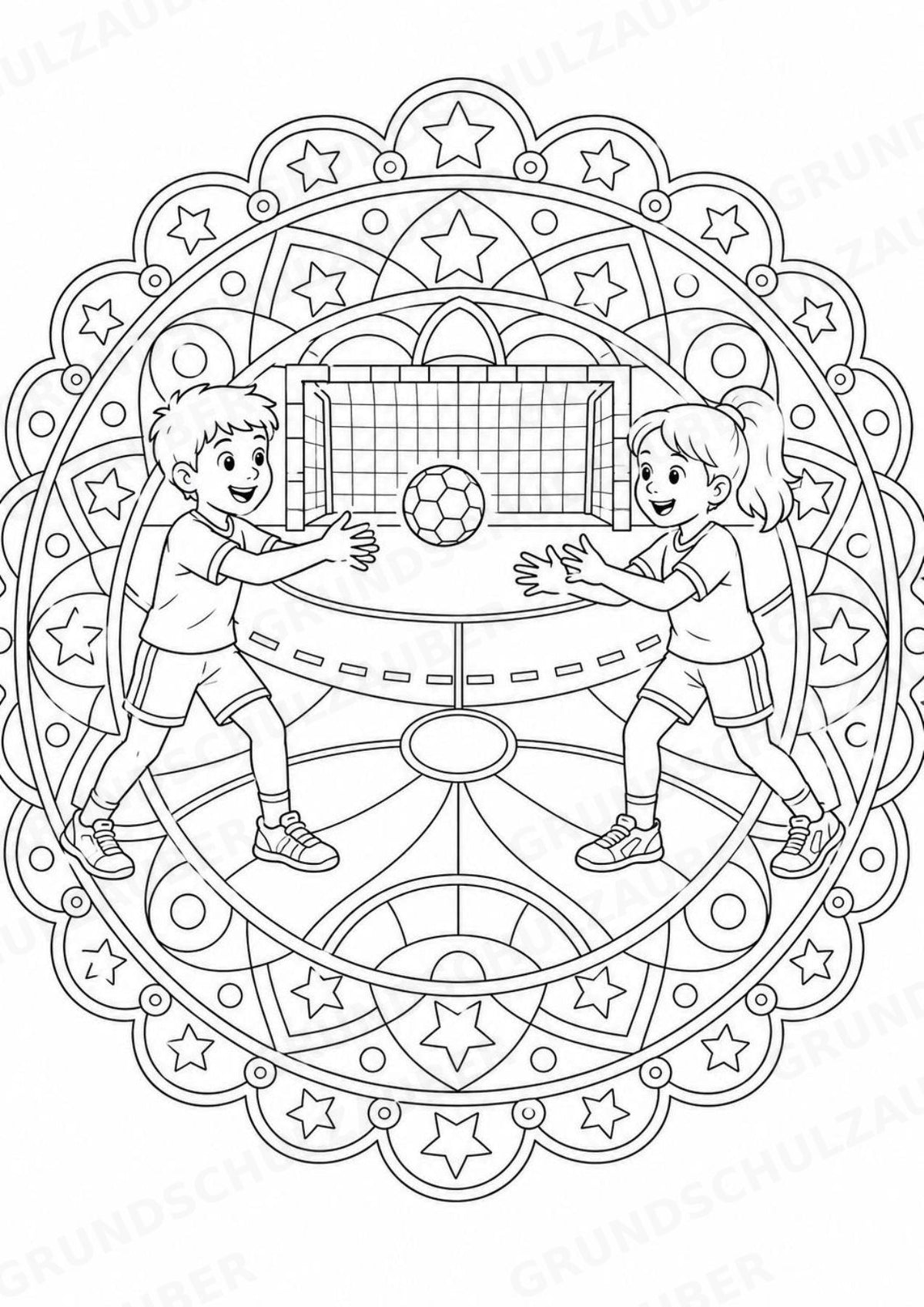 Handball Mandalas Ausmalbilder – Sport – 15 Malvorlagen – Materialseite 5