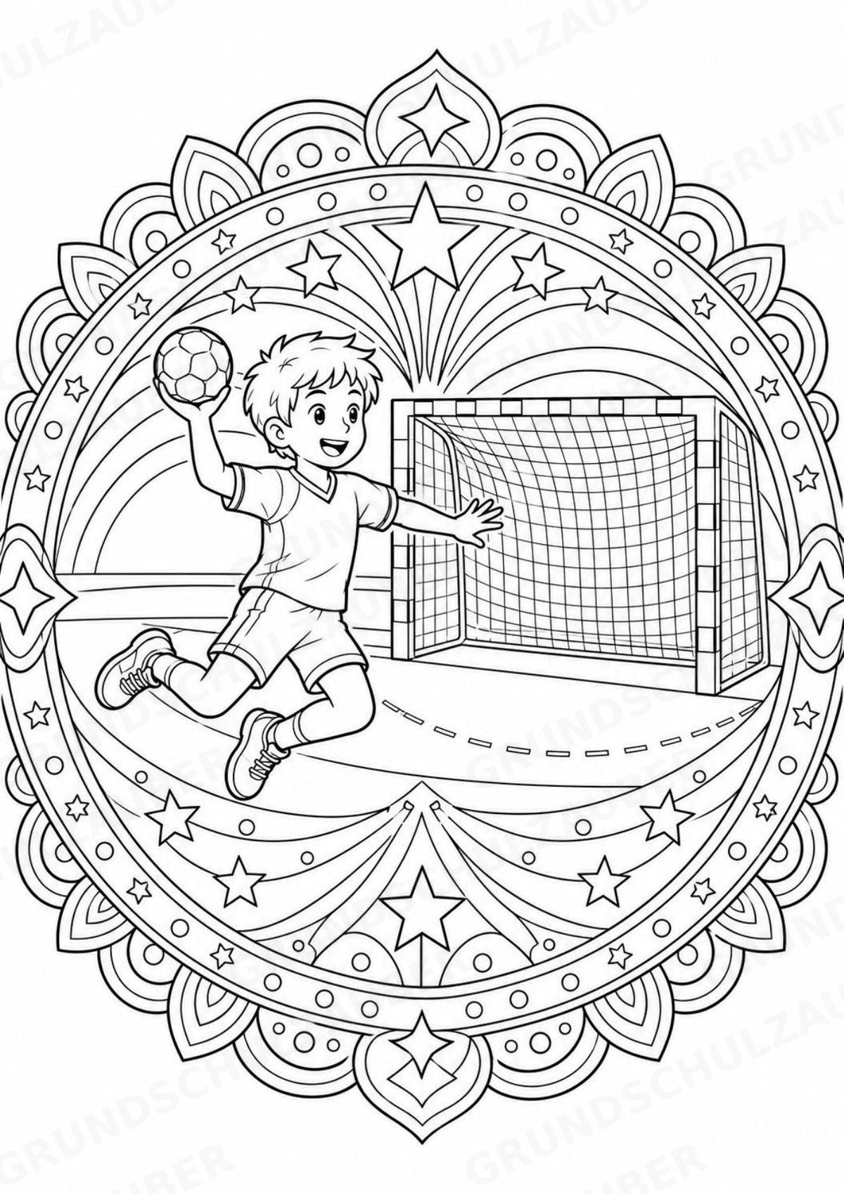 Handball Mandalas Ausmalbilder – Sport – 15 Malvorlagen – Materialseite 6