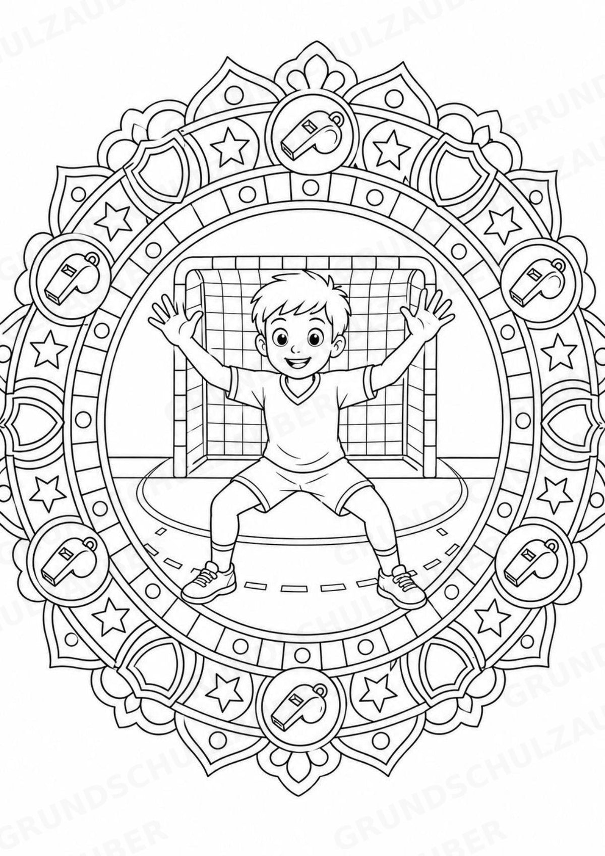 Handball Mandalas Ausmalbilder – Sport – 15 Malvorlagen – Materialseite 7