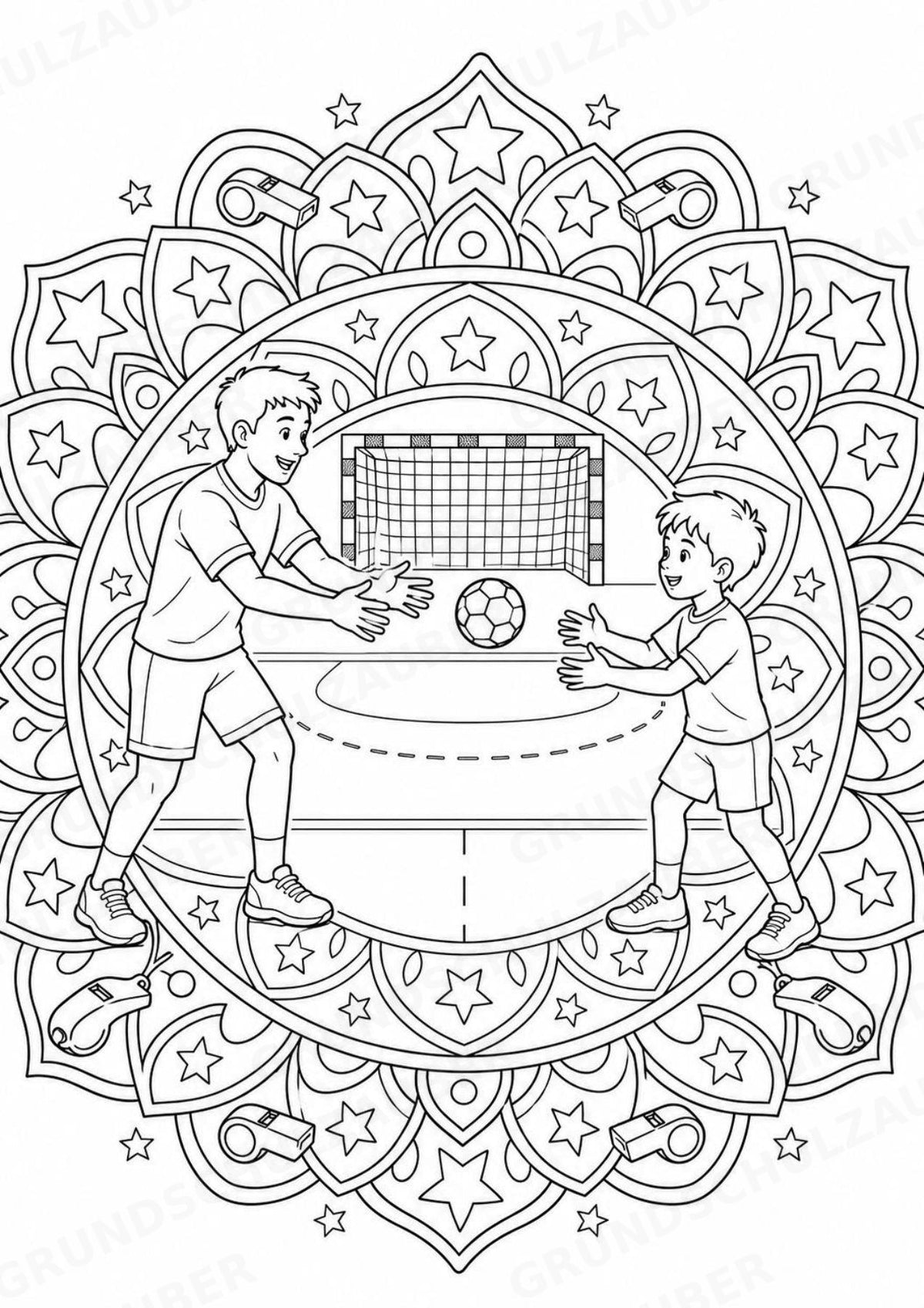 Handball Mandalas Ausmalbilder – Sport – 15 Malvorlagen – Materialseite 9