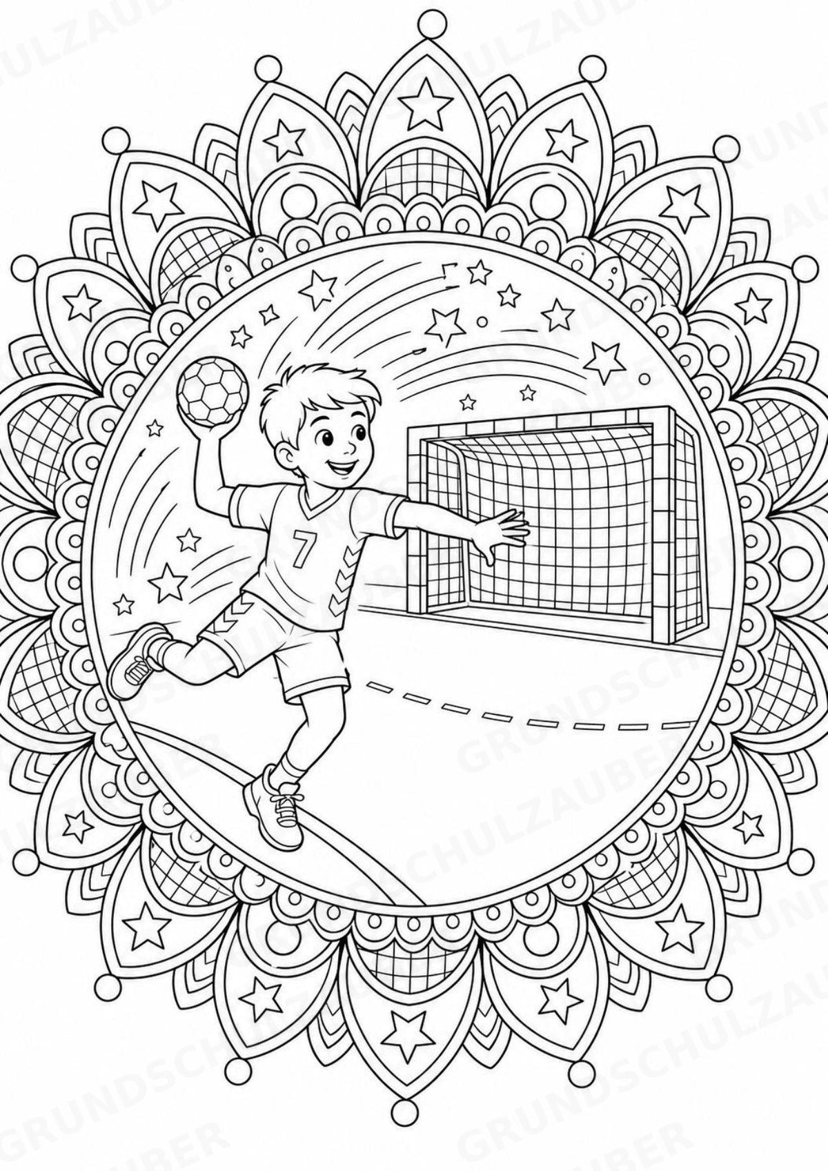 Handball Mandalas Ausmalbilder – Sport – 15 Malvorlagen – Materialseite 12