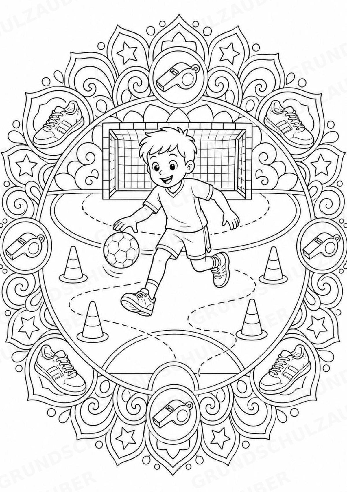 Handball Mandalas Ausmalbilder – Sport – 15 Malvorlagen – Materialseite 13