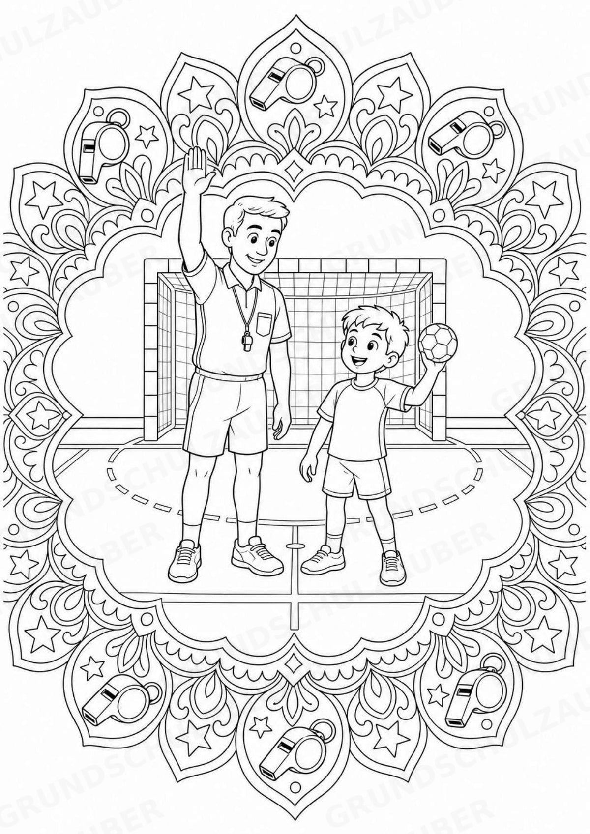 Handball Mandalas Ausmalbilder – Sport – 15 Malvorlagen – Materialseite 14