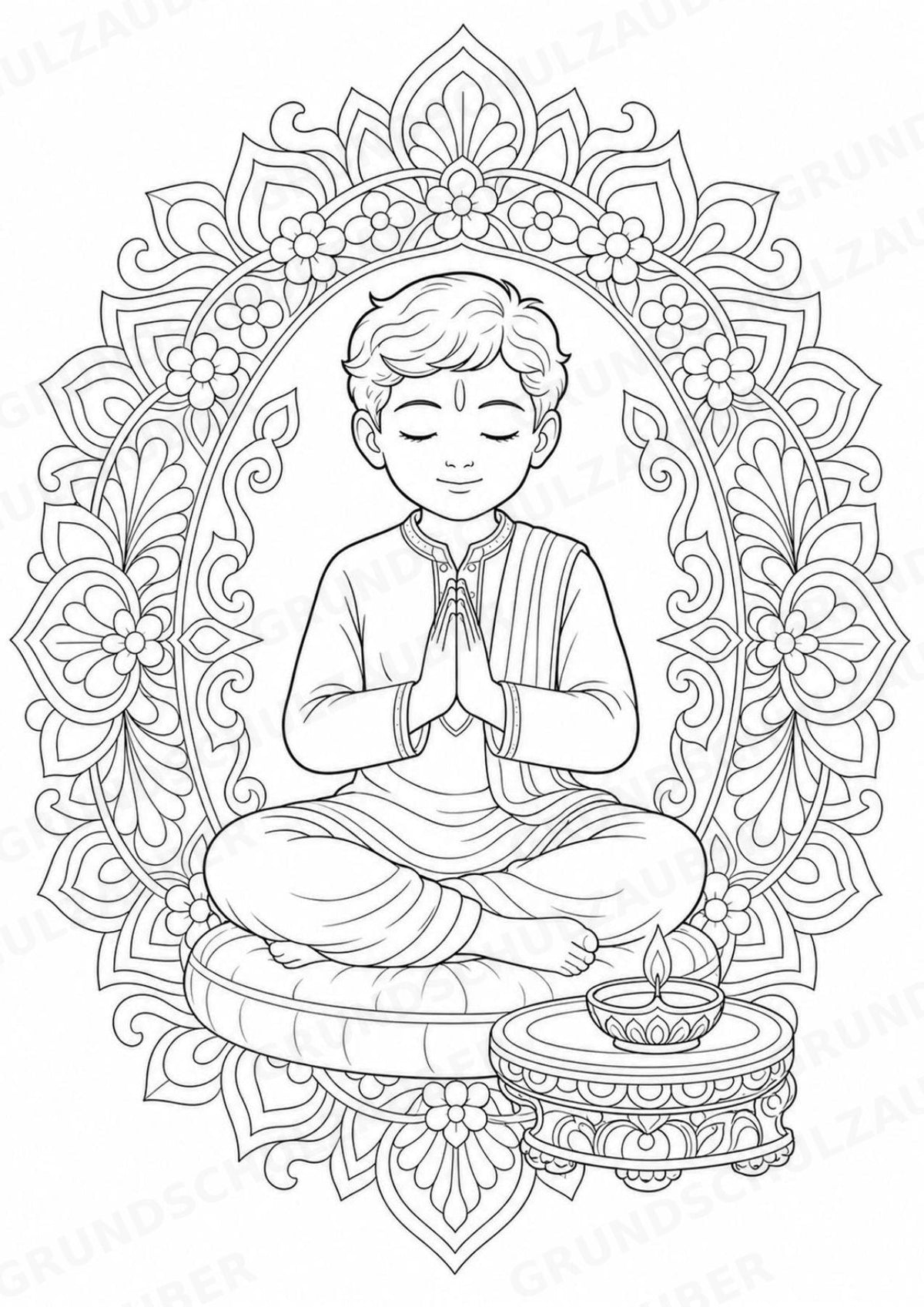 Hinduismus Mandalas Ausmalbilder – Religion – 15 Malvorlagen – Materialseite 7