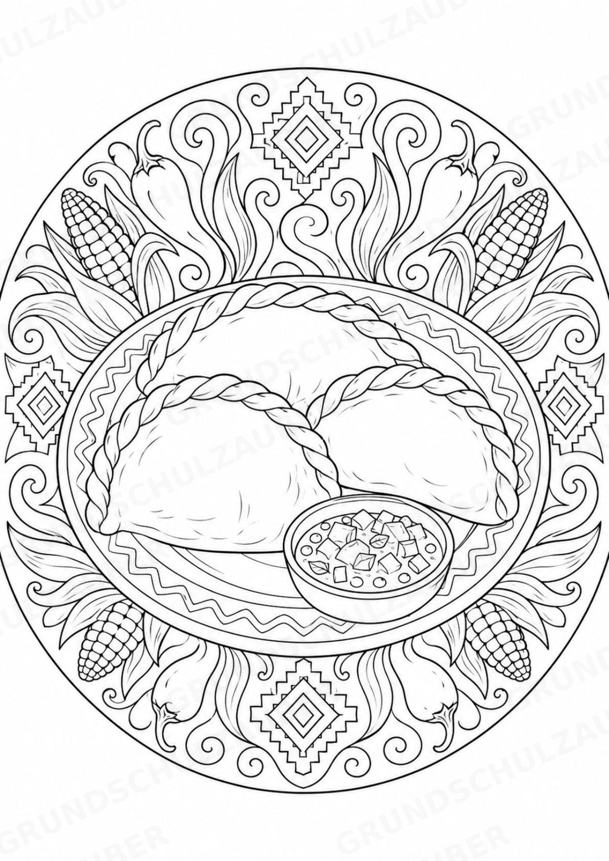 Bolivien Mandalas Ausmalbilder – Länder und Kulturen – 15 Malvorlagen – Materialseite 11