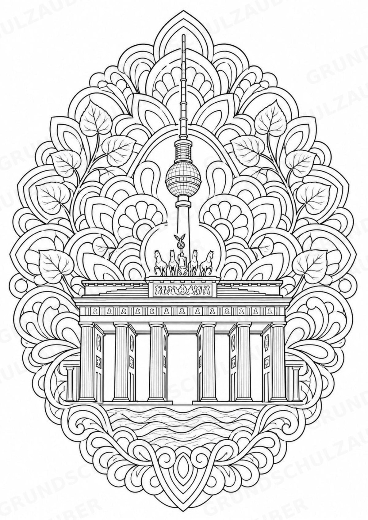 Deutschland Mandalas Ausmalbilder – Länder und Kulturen – 15 Malvorlagen – Materialseite 2